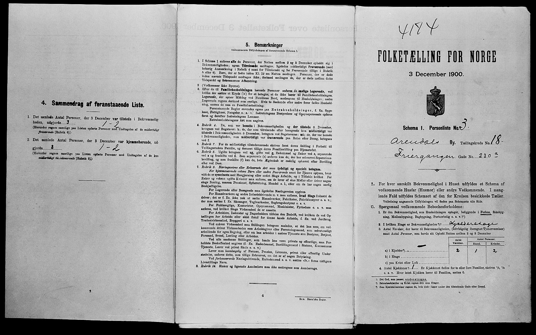 SAK, Folketelling 1900 for 0903 Arendal kjøpstad, 1900, s. 2158