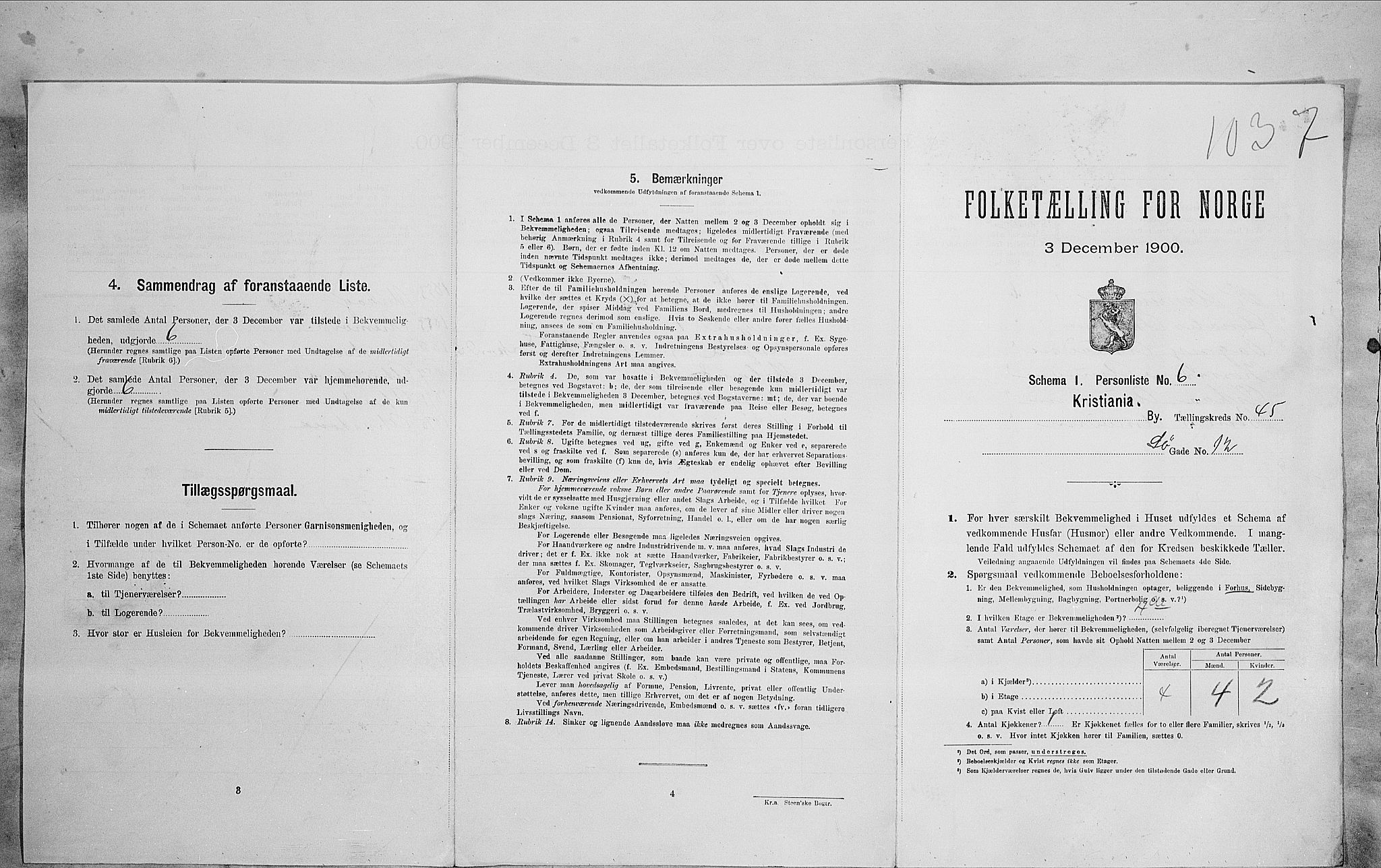 SAO, Folketelling 1900 for 0301 Kristiania kjøpstad, 1900, s. 95147