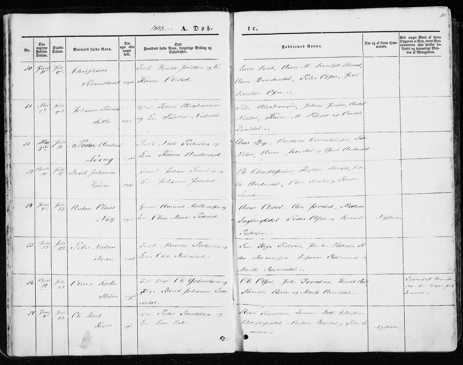 Ministerialprotokoller, klokkerbøker og fødselsregistre - Sør-Trøndelag, AV/SAT-A-1456/657/L0704: Ministerialbok nr. 657A05, 1846-1857, s. 20