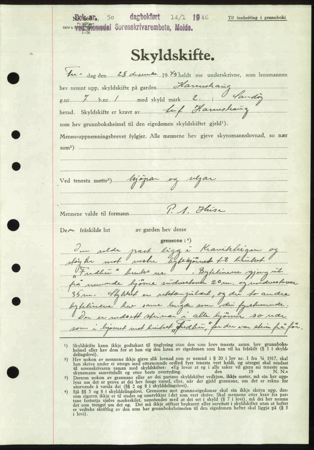 Romsdal sorenskriveri, SAT/A-4149/1/2/2C: Pantebok nr. A19, 1946-1946, Dagboknr: 50/1946