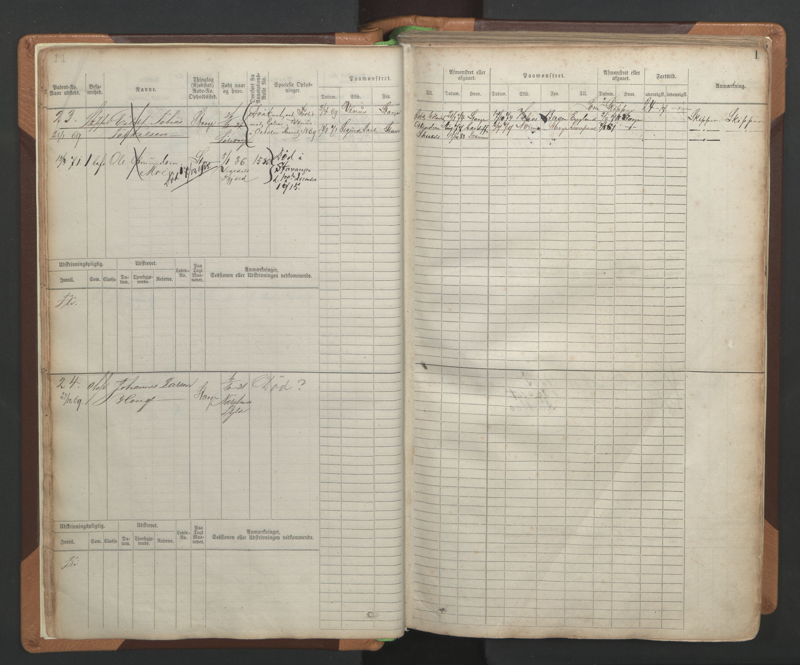 Stavanger sjømannskontor, AV/SAST-A-102006/F/Fb/Fbb/L0004: Sjøfartshovedrulle, patentnr. 1-792 (del 1), 1869-1880, s. 15