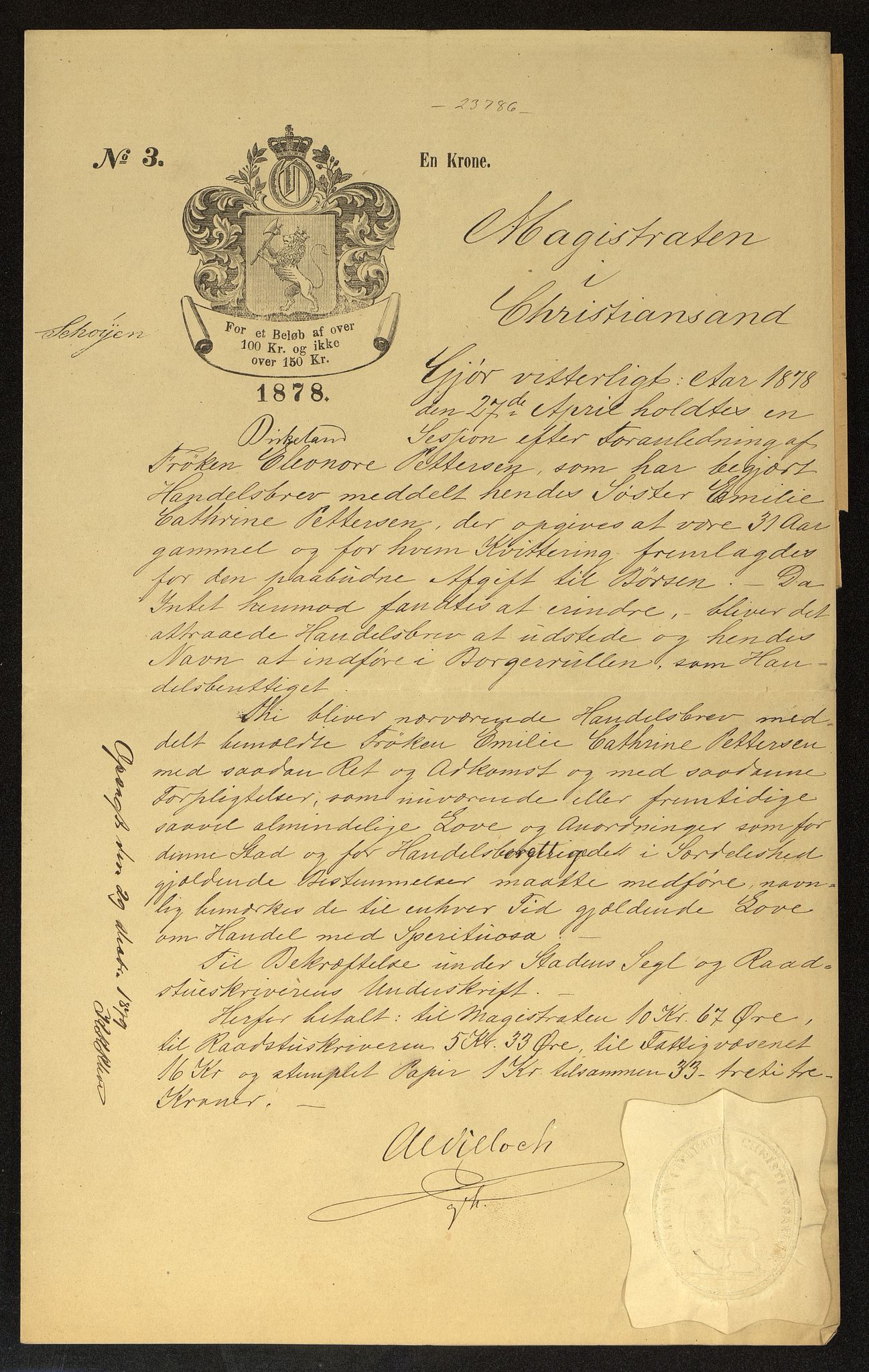 Kristiansand By - Magistraten, IKAV/1001KG122/G/Gc/L0009: Borgerbrev, 1877-1901