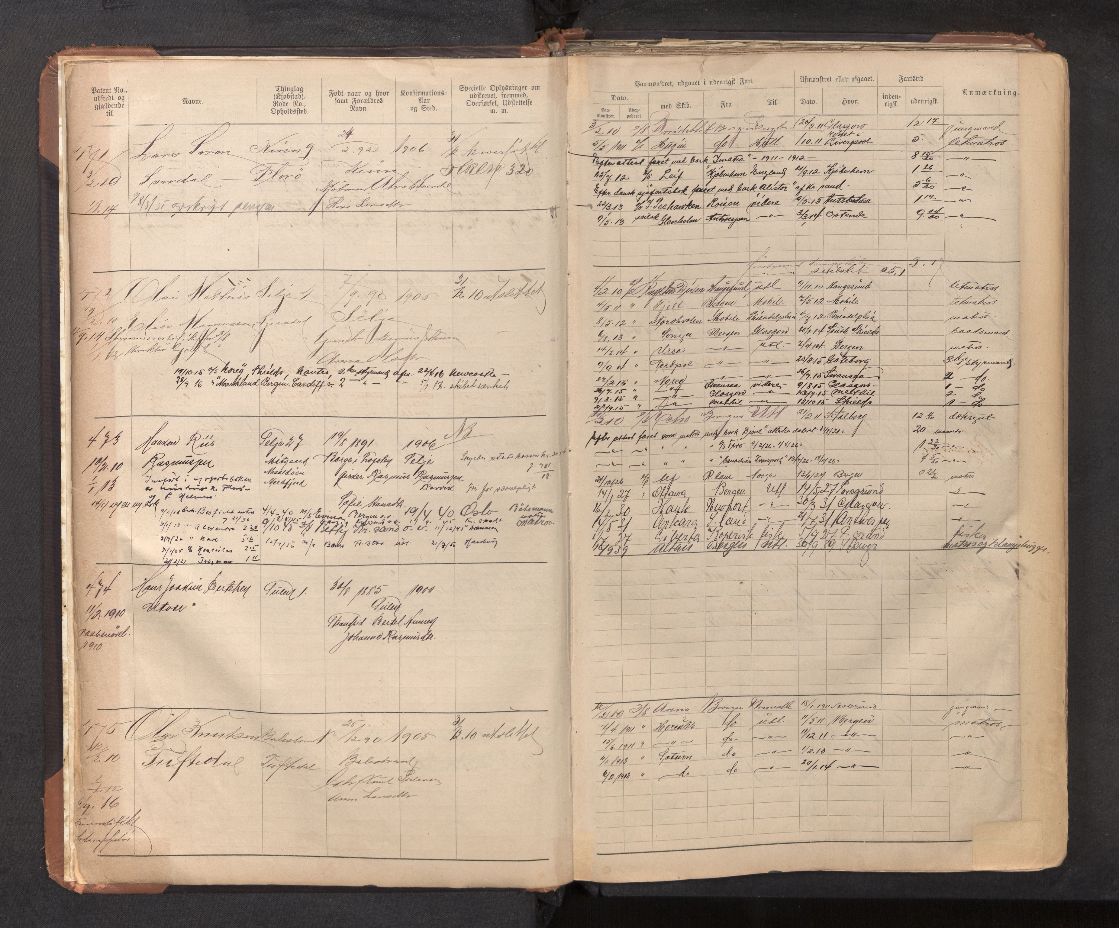 Innrulleringssjefen i Bergen, AV/SAB-A-100050/F/Ff/L0002: Sjøfarts-annotasjonsrulle, nr. 436 - 2528, 1908-1938
