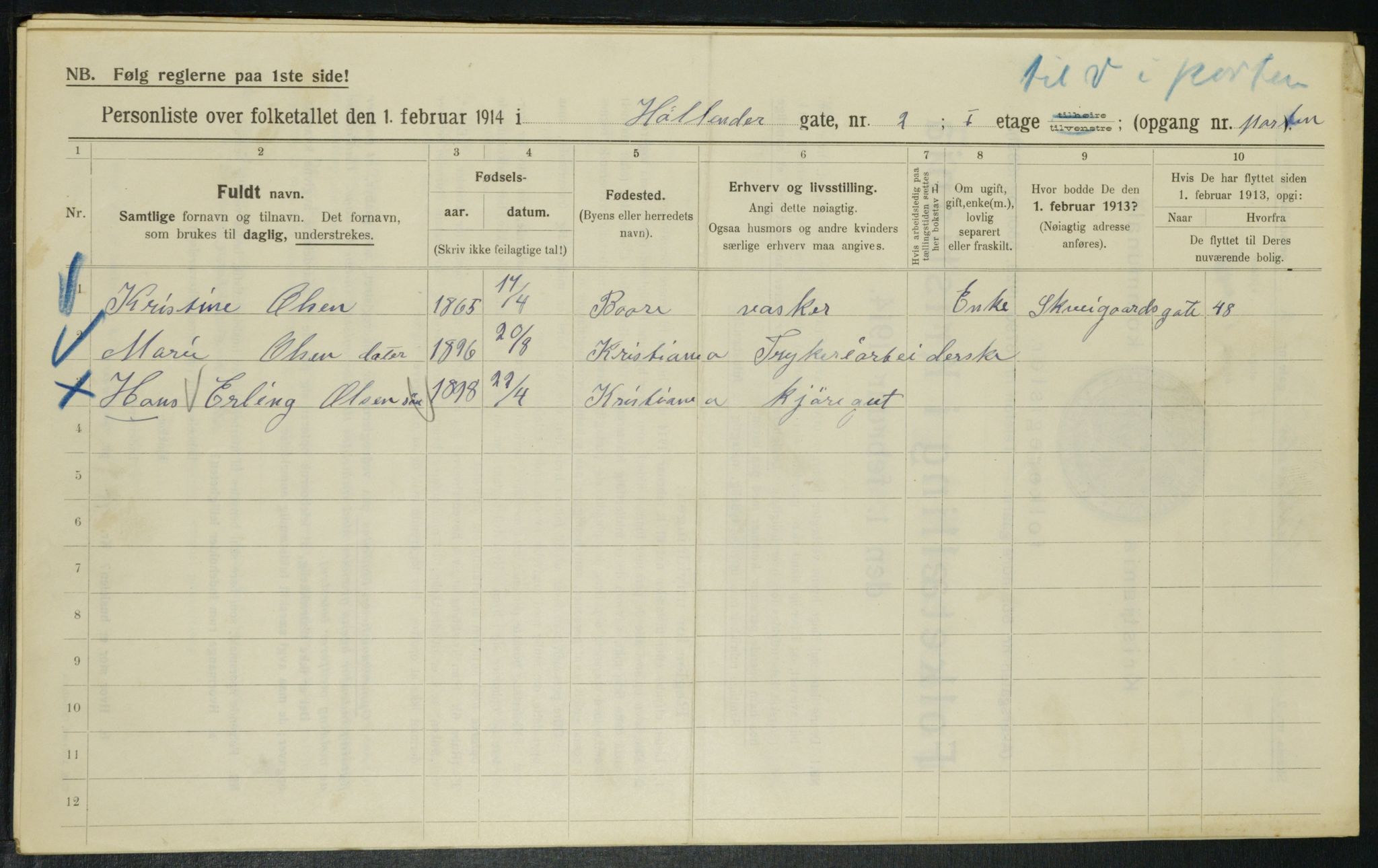 OBA, Kommunal folketelling 1.2.1914 for Kristiania, 1914, s. 40692
