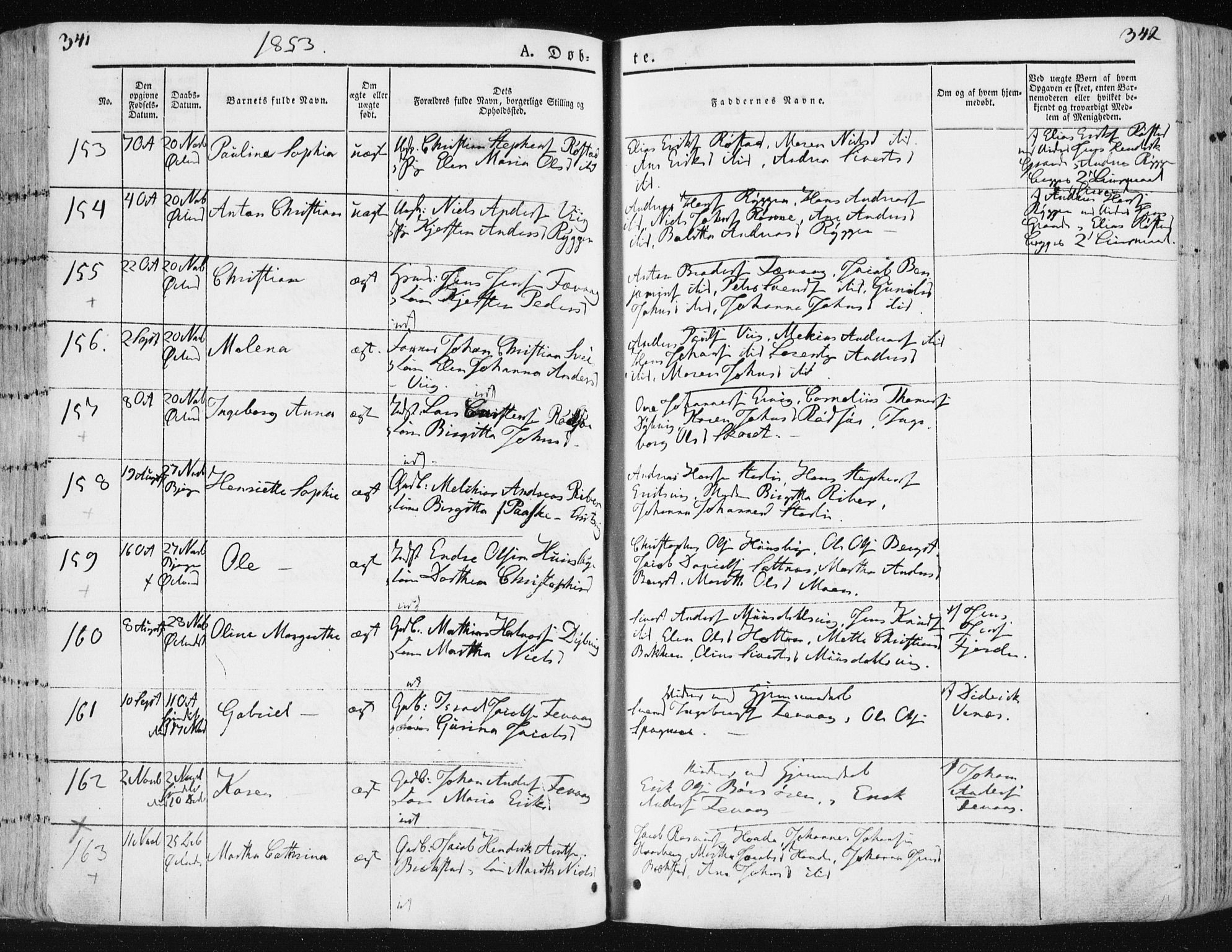 Ministerialprotokoller, klokkerbøker og fødselsregistre - Sør-Trøndelag, AV/SAT-A-1456/659/L0736: Ministerialbok nr. 659A06, 1842-1856, s. 341-342