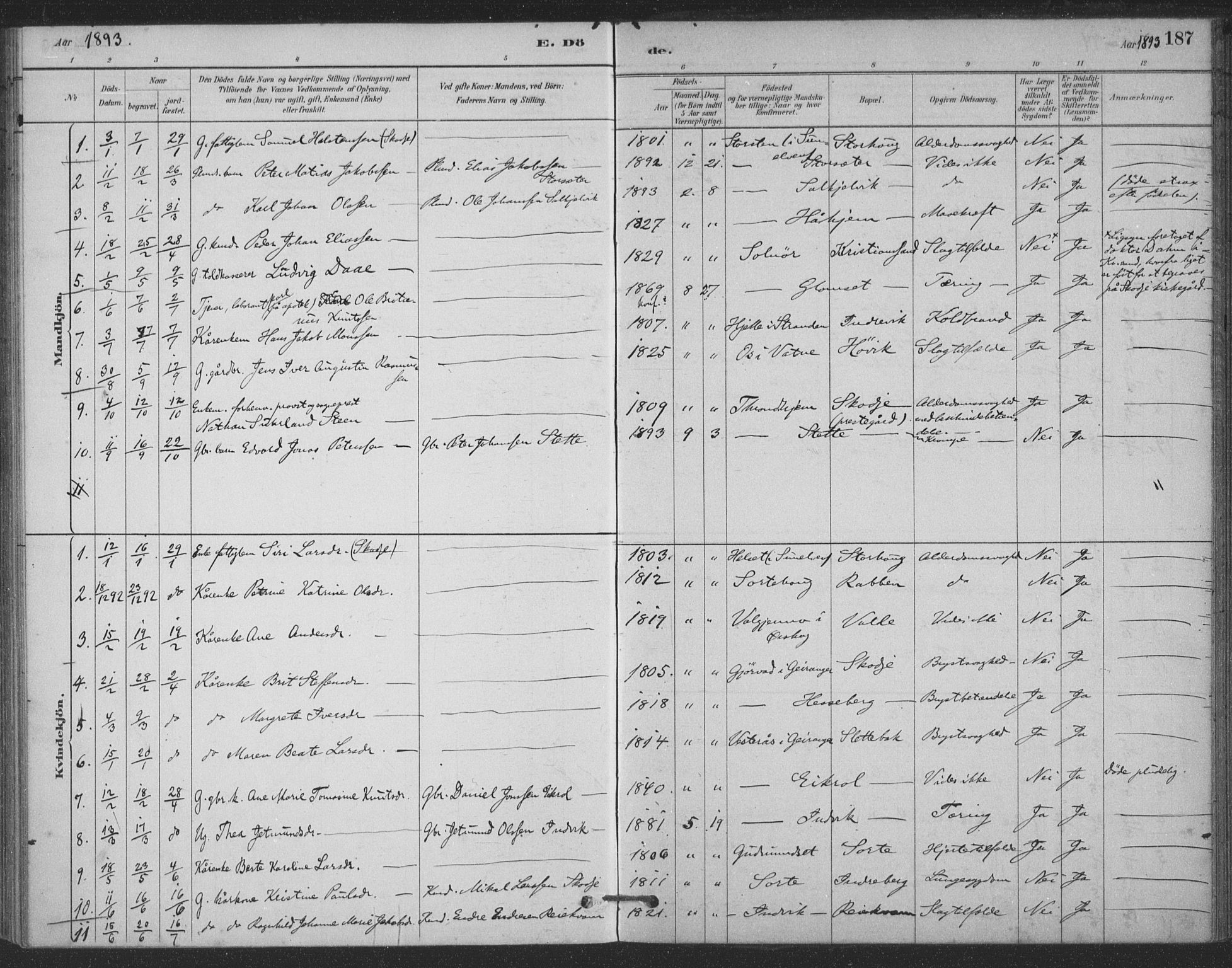 Ministerialprotokoller, klokkerbøker og fødselsregistre - Møre og Romsdal, AV/SAT-A-1454/524/L0356: Ministerialbok nr. 524A08, 1880-1899, s. 187