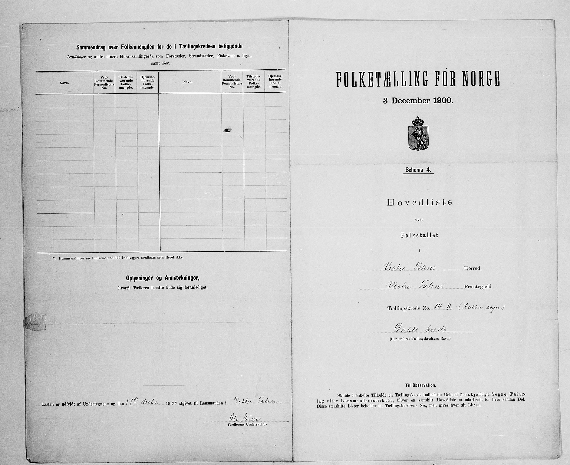 SAH, Folketelling 1900 for 0529 Vestre Toten herred, 1900, s. 61