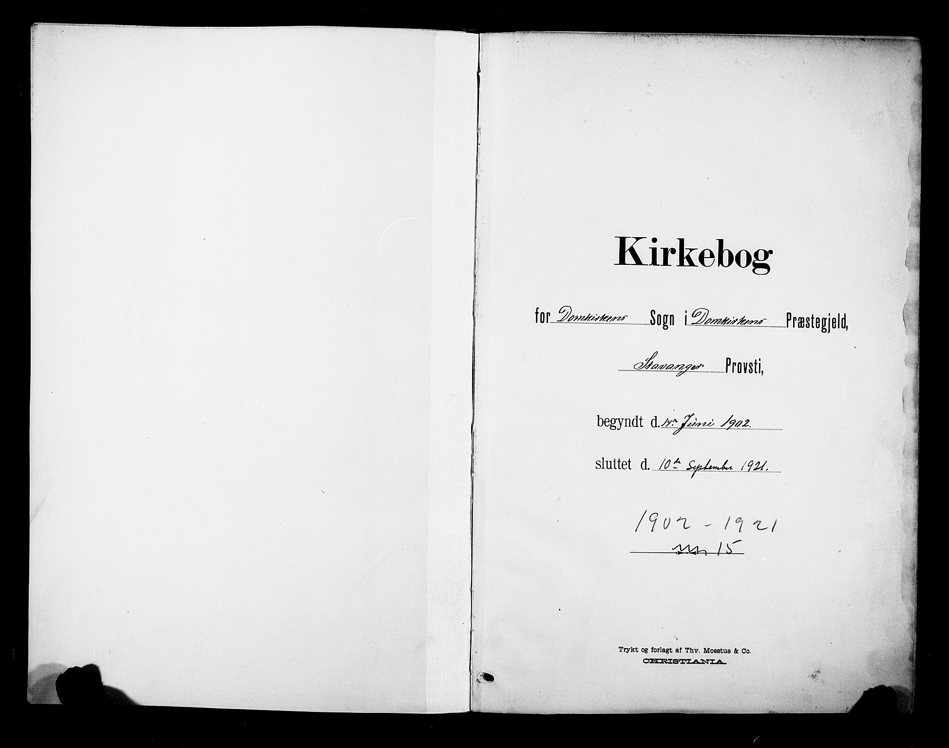 Domkirken sokneprestkontor, AV/SAST-A-101812/001/30/30BB/L0017: Klokkerbok nr. B 17, 1902-1921