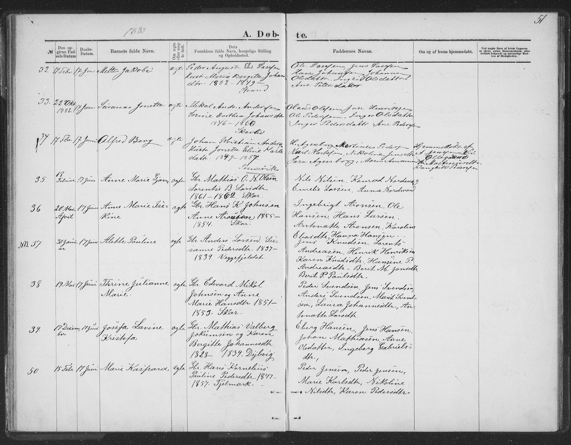 Ministerialprotokoller, klokkerbøker og fødselsregistre - Nordland, AV/SAT-A-1459/863/L0913: Klokkerbok nr. 863C03, 1877-1885, s. 51