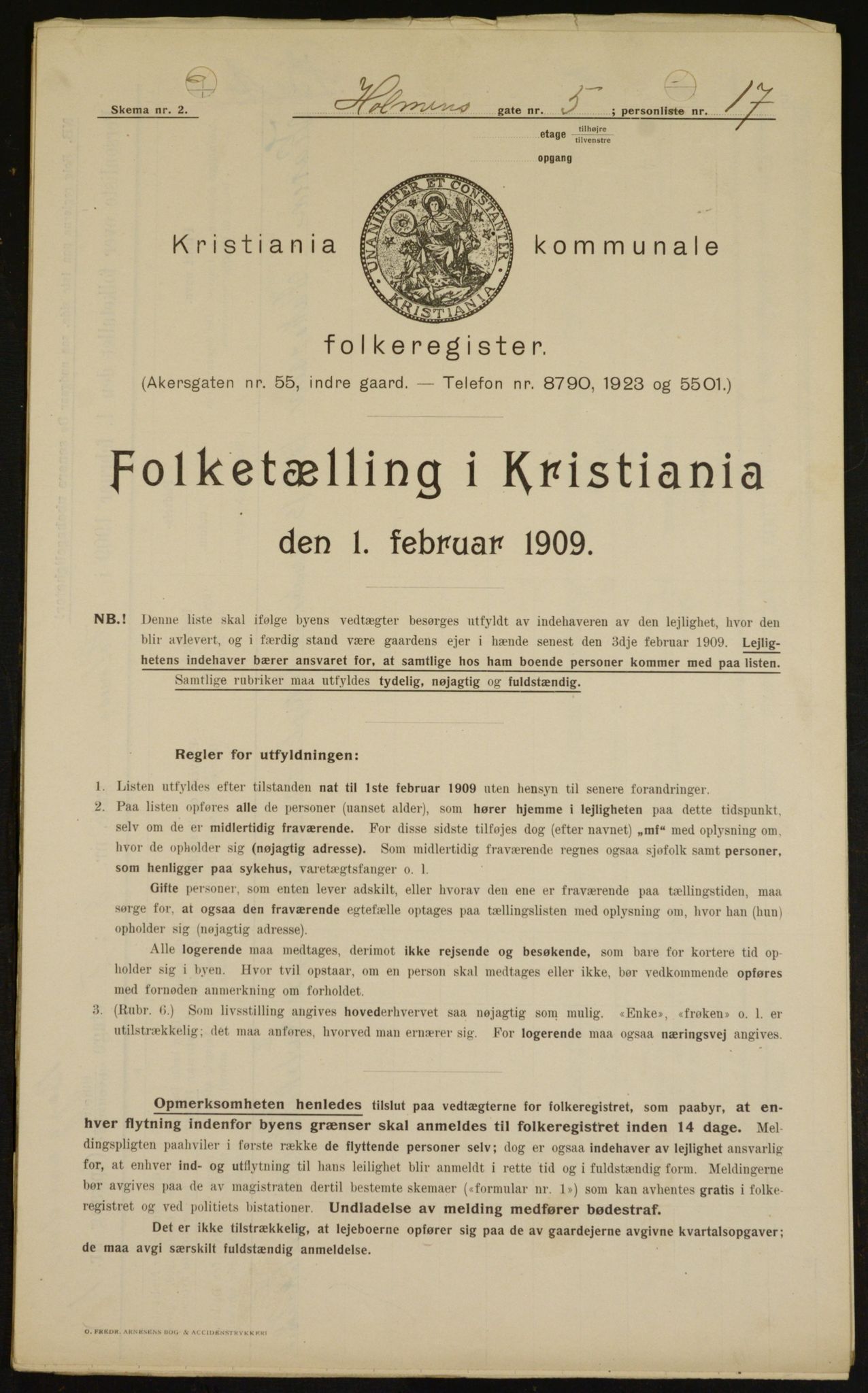 OBA, Kommunal folketelling 1.2.1909 for Kristiania kjøpstad, 1909, s. 37030