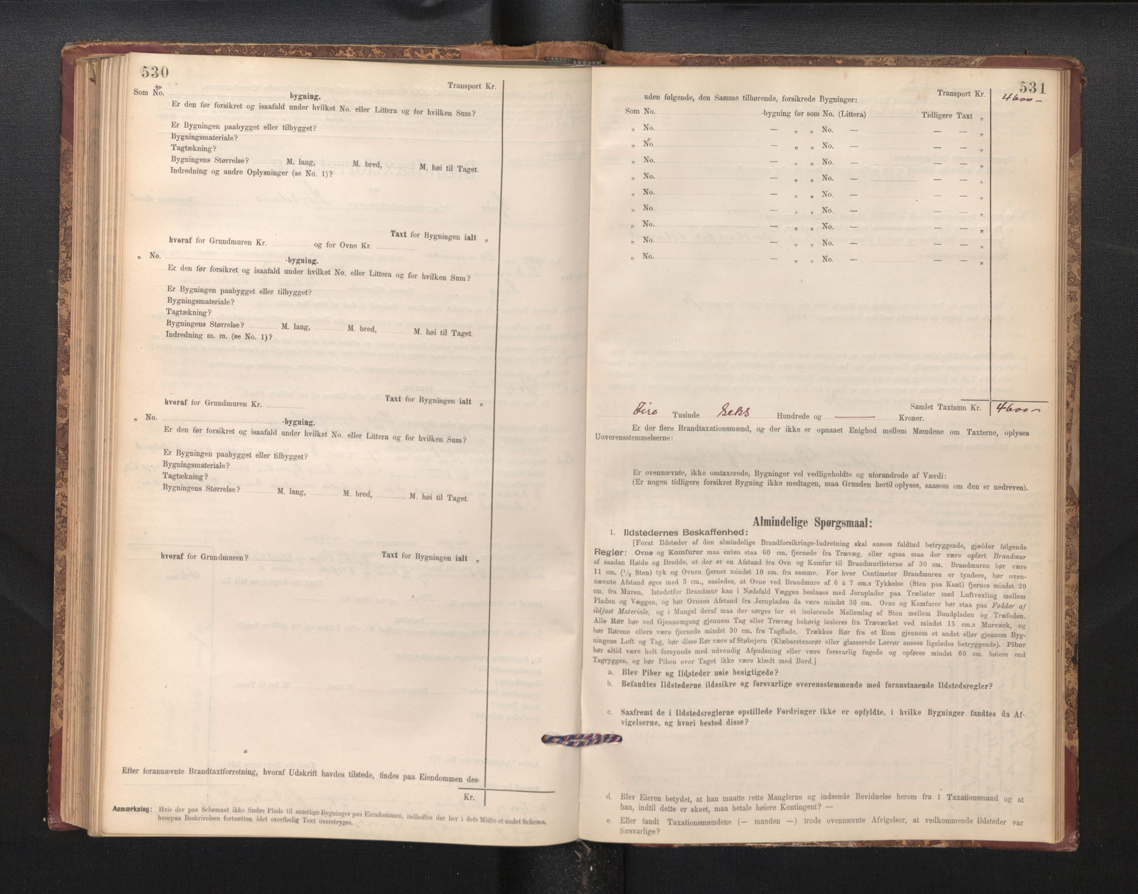 Lensmannen i Haus, SAB/A-32701/0012/L0006: Branntakstprotokoll, skjematakst, 1895-1941, s. 530-531
