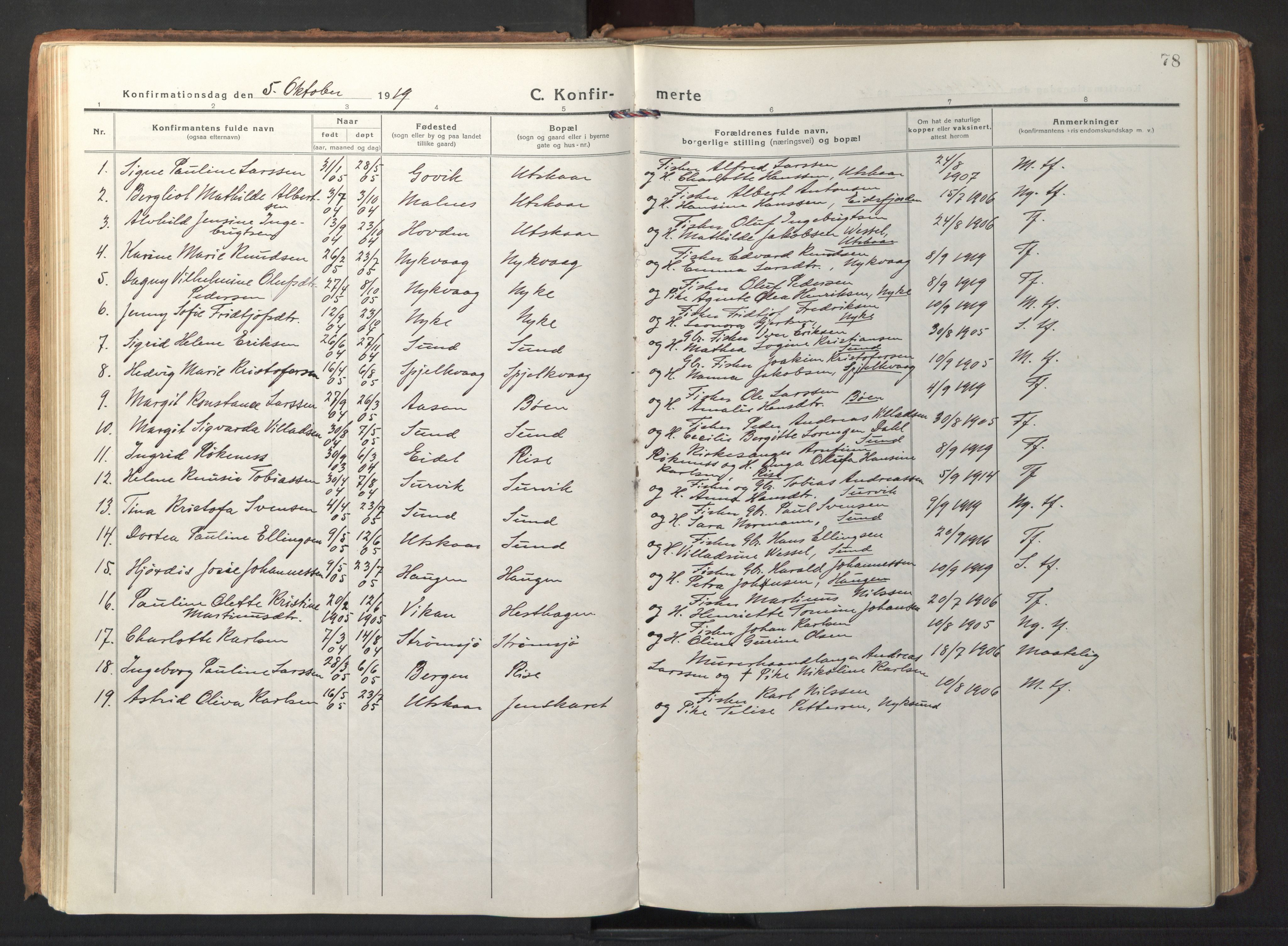 Ministerialprotokoller, klokkerbøker og fødselsregistre - Nordland, AV/SAT-A-1459/892/L1323: Ministerialbok nr. 892A04, 1917-1934, s. 78