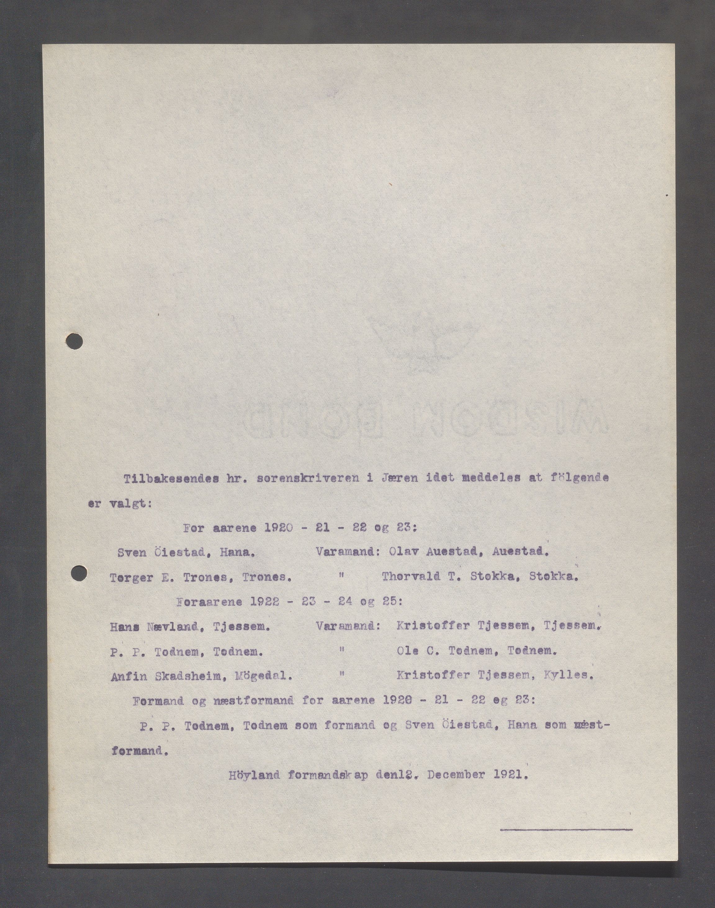 Høyland kommune - Formannskapet, IKAR/K-100046/B/L0005: Kopibok, 1918-1921, s. 1281
