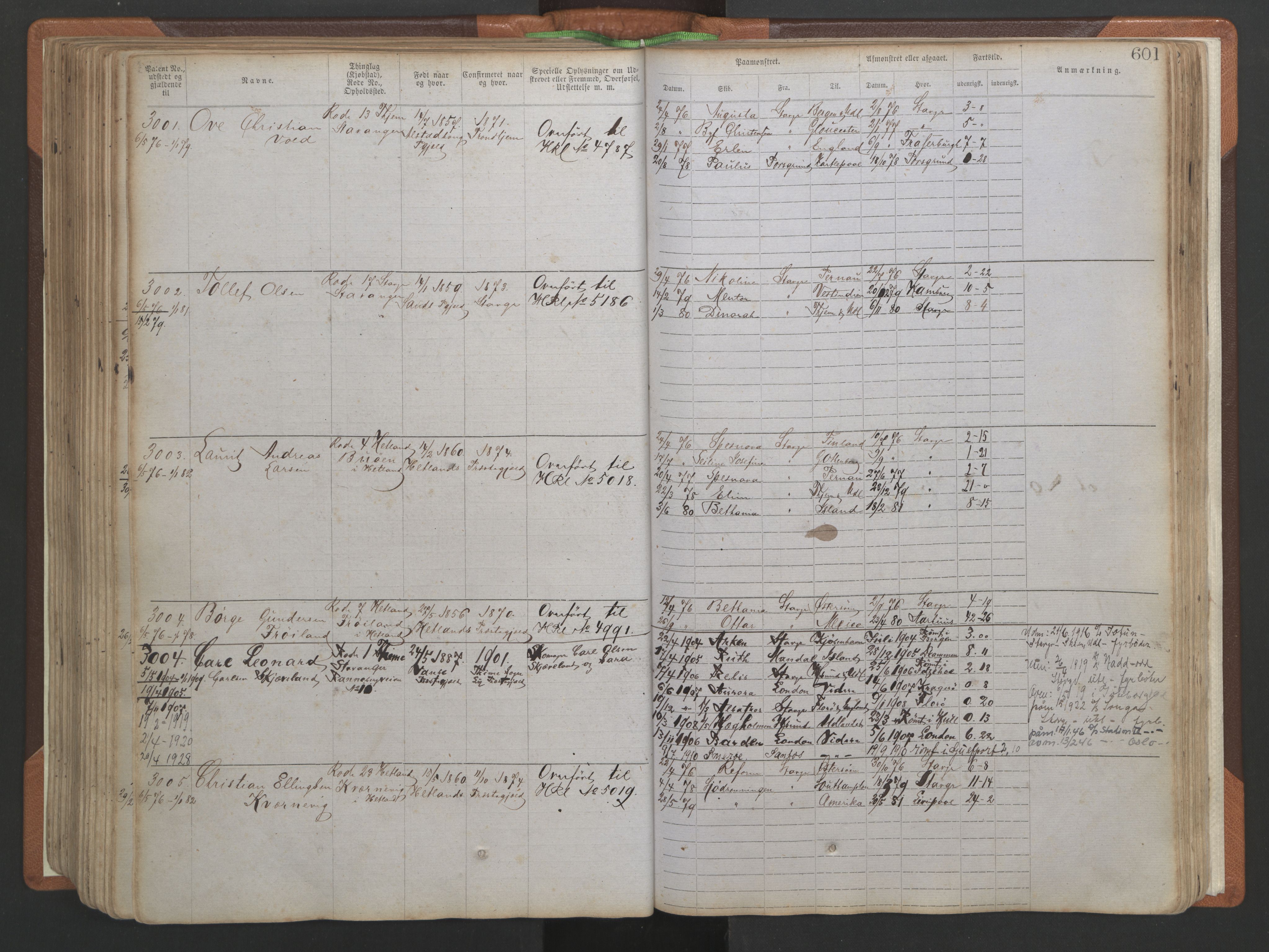 Stavanger sjømannskontor, AV/SAST-A-102006/F/Ff/L0005: Annotasjonsrulle No 1, patentnr. 1786-3585 (del 2), 1872-1900, s. 248
