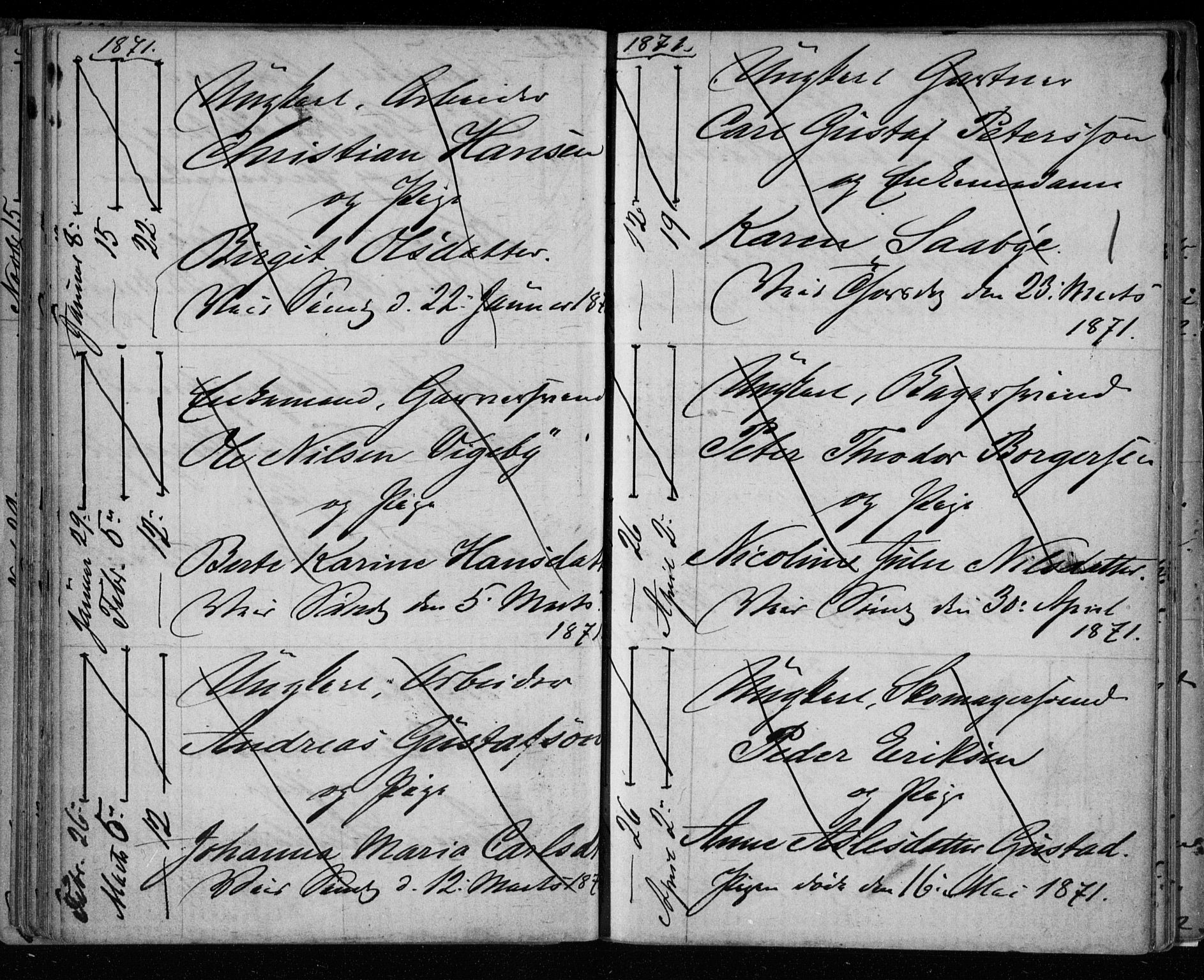 Bragernes kirkebøker, AV/SAKO-A-6/H/Ha/L0005: Lysningsprotokoll nr. 5, 1866-1872