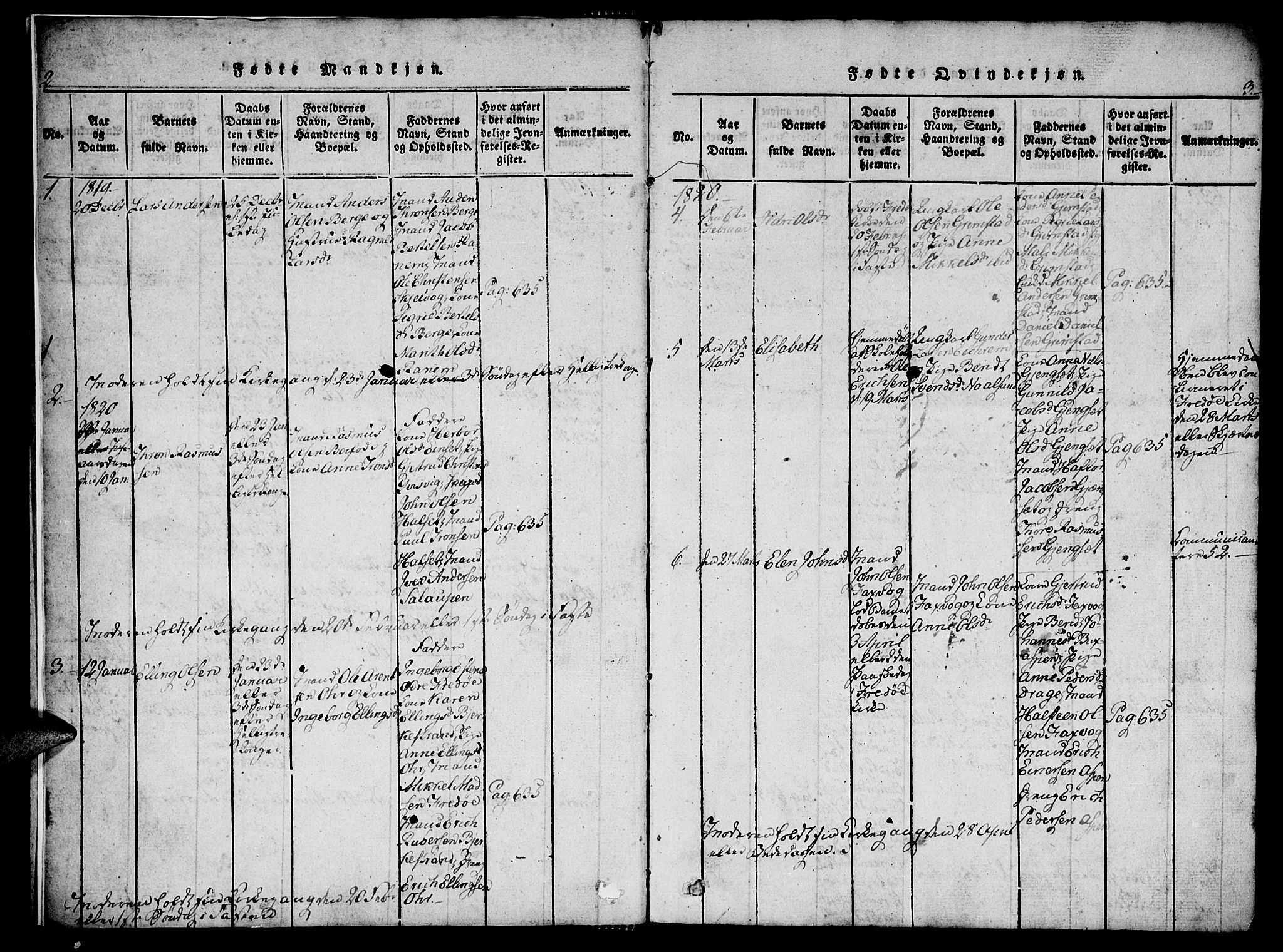 Ministerialprotokoller, klokkerbøker og fødselsregistre - Møre og Romsdal, SAT/A-1454/573/L0873: Klokkerbok nr. 573C01, 1819-1834, s. 2-3