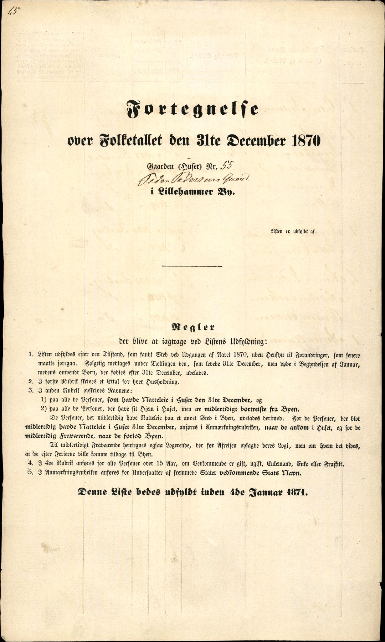 RA, Folketelling 1870 for 0501 Lillehammer kjøpstad, 1870, s. 65
