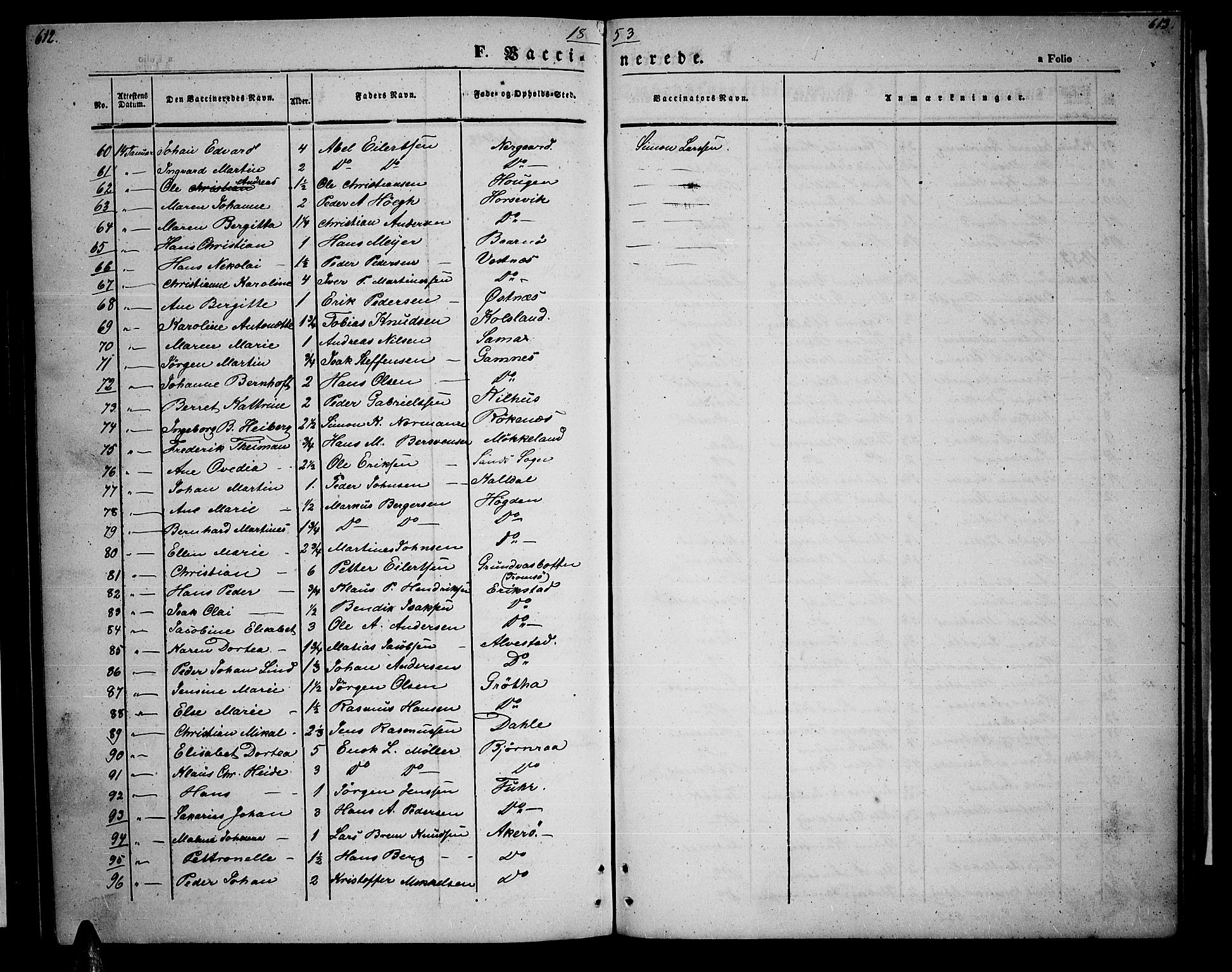 Trondenes sokneprestkontor, AV/SATØ-S-1319/H/Hb/L0006klokker: Klokkerbok nr. 6, 1845-1855, s. 612-613