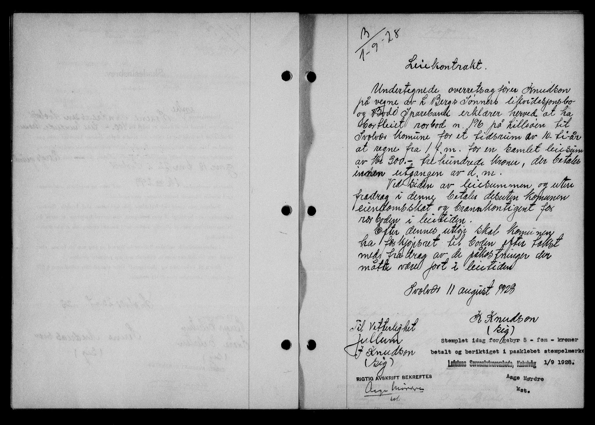 Lofoten sorenskriveri, SAT/A-0017/1/2/2C/L0018b: Pantebok nr. 18b, 1928-1928, Tingl.dato: 01.09.1928