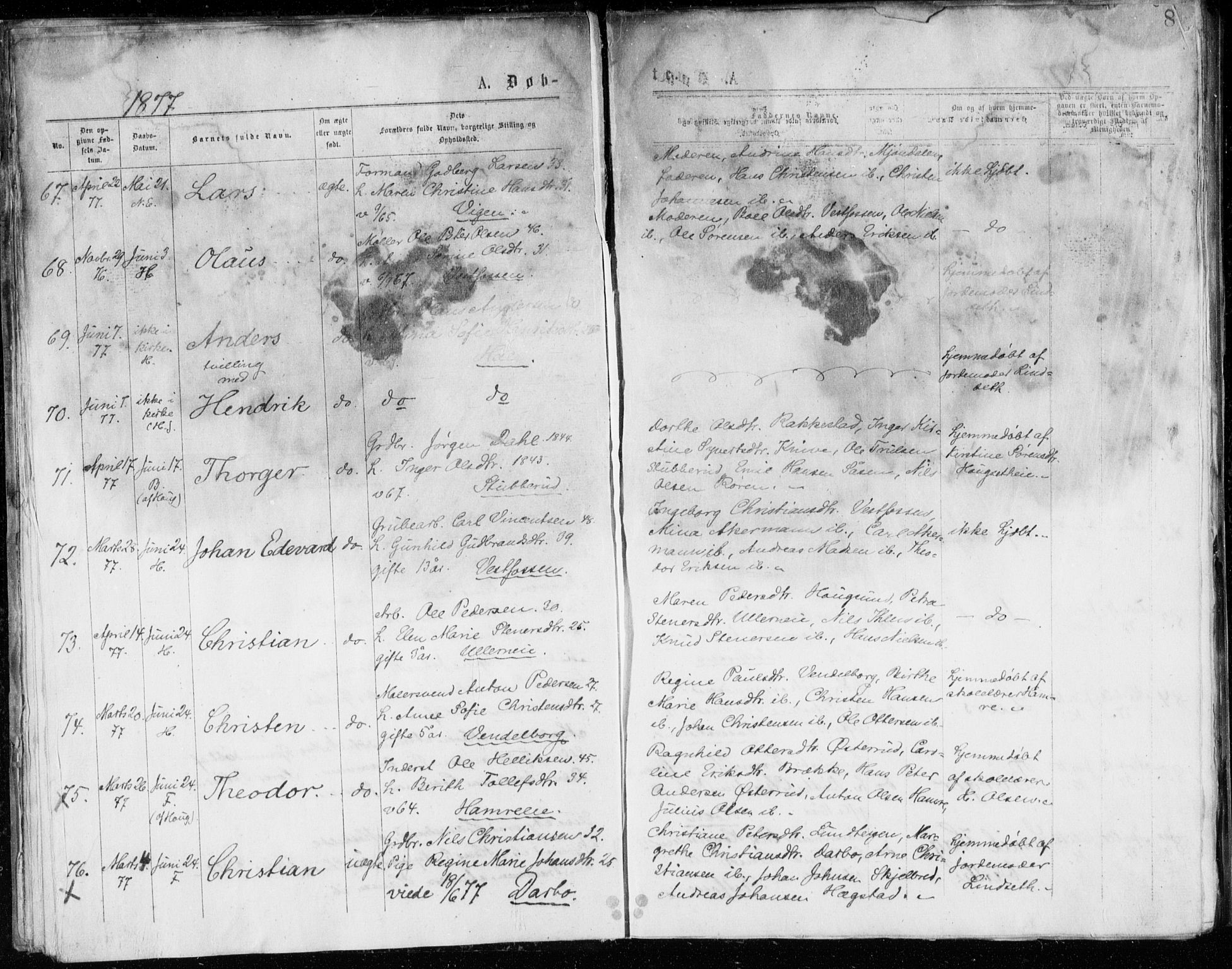 Eiker kirkebøker, AV/SAKO-A-4/G/Ga/L0004: Klokkerbok nr. I 4, 1877-1877, s. 8