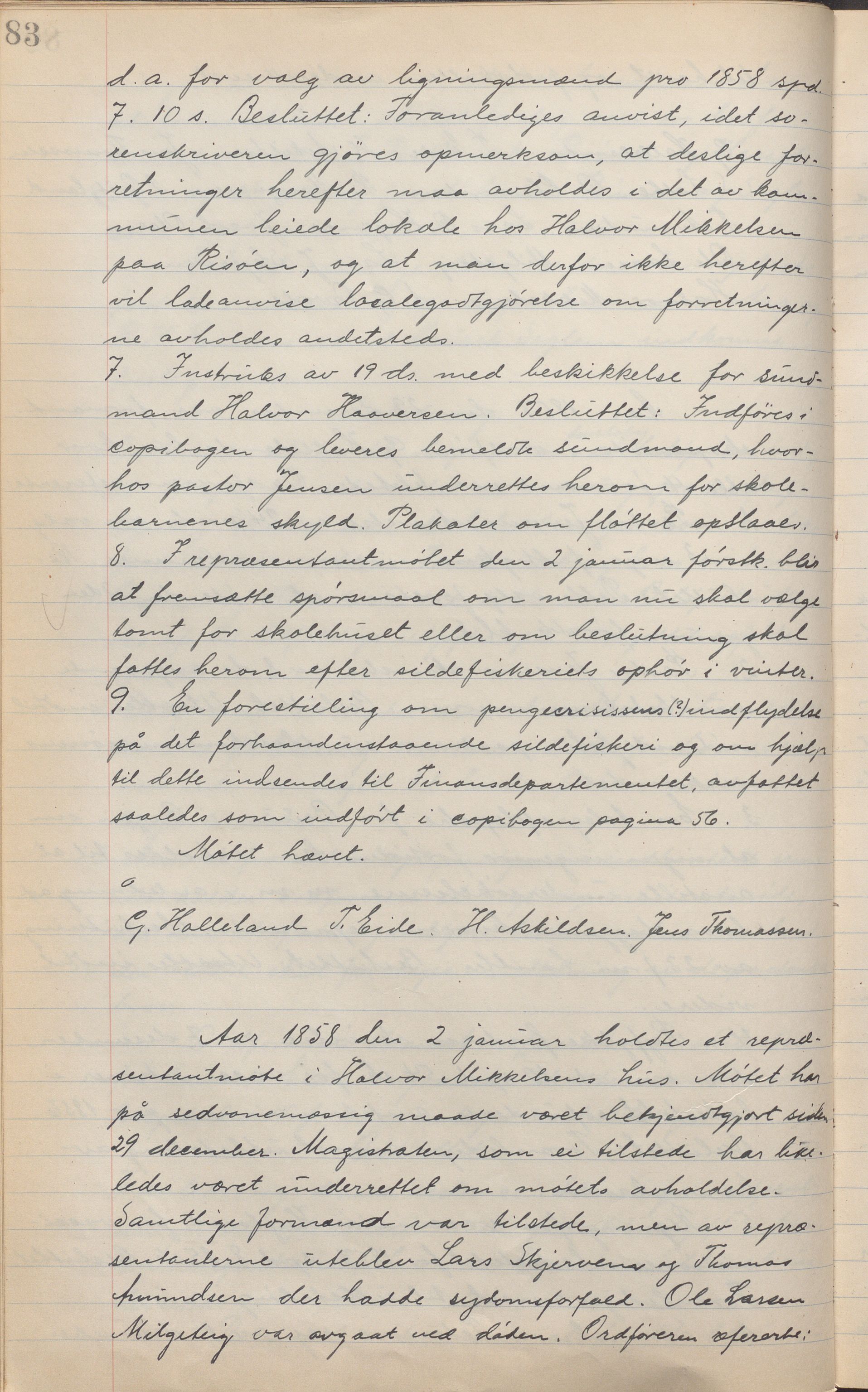 Haugesund kommune - Formannskapet, IKAR/X-0001/A/L0002: Transkribert møtebok, 1855-1874, s. 83