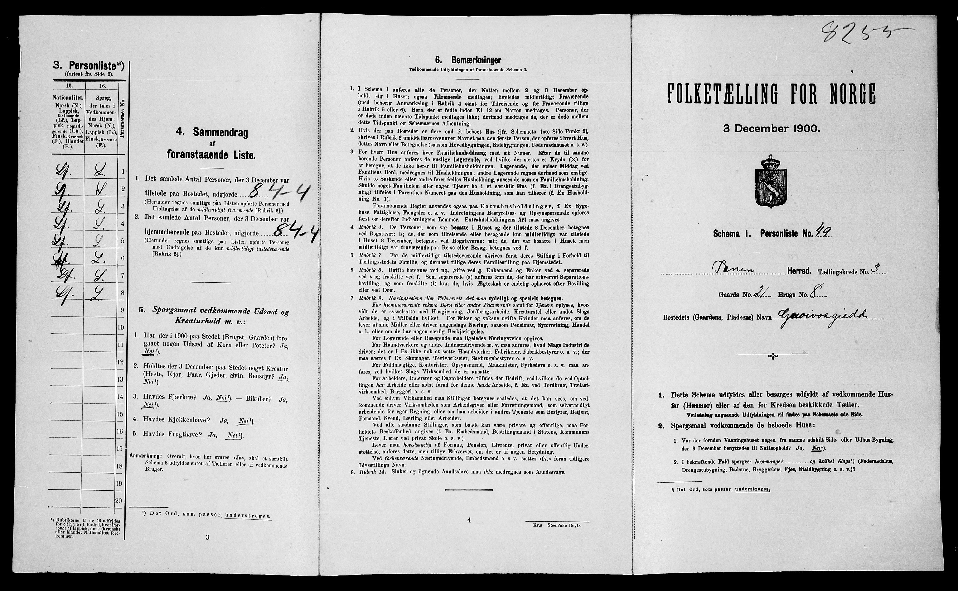 SATØ, Folketelling 1900 for 2025 Tana herred, 1900, s. 492