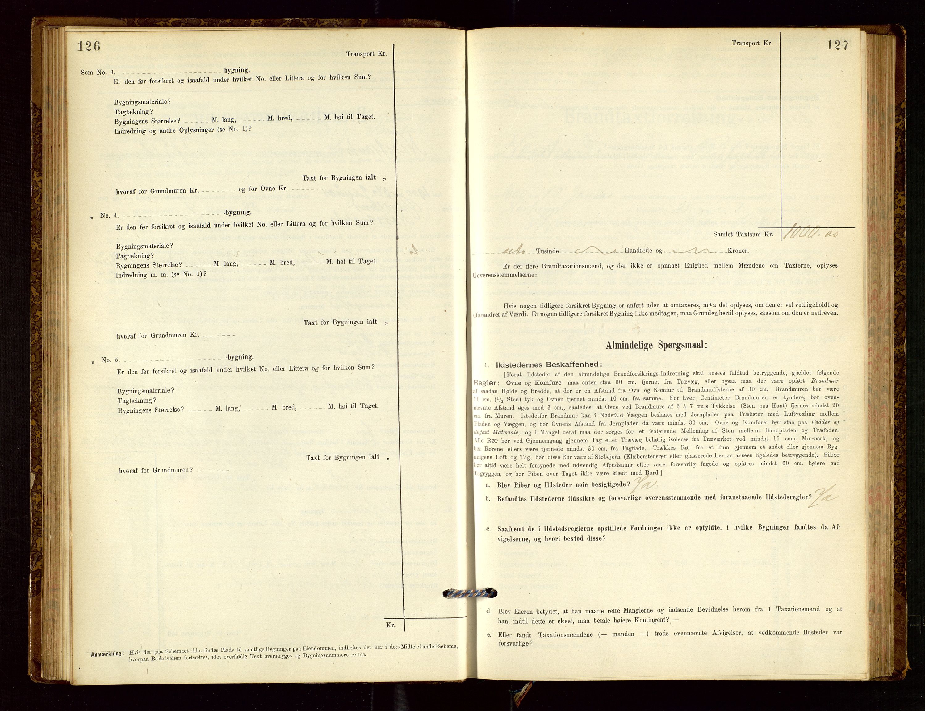 Nedstrand lensmannskontor, AV/SAST-A-100236/Gob/L0001: "Brandtaxationsprotokol for Nerstrand Lensmandsdistrikt Ryfylke fogderi", 1895-1915, s. 126-127