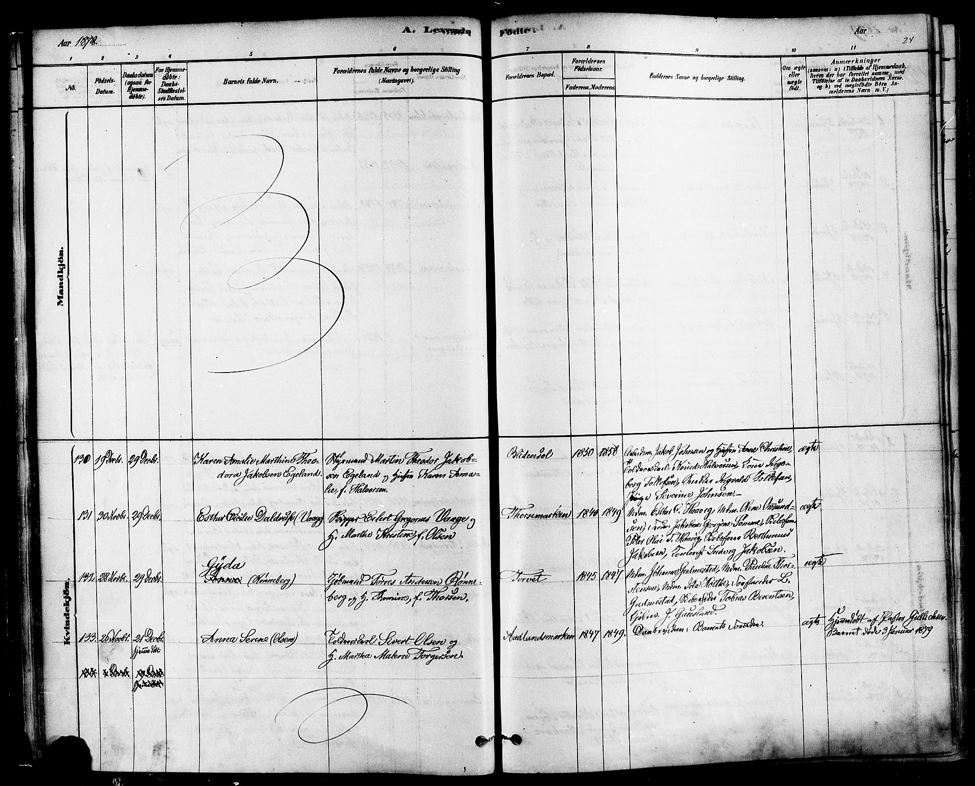 Domkirken sokneprestkontor, SAST/A-101812/001/30/30BA/L0026: Ministerialbok nr. A 25, 1878-1889, s. 24