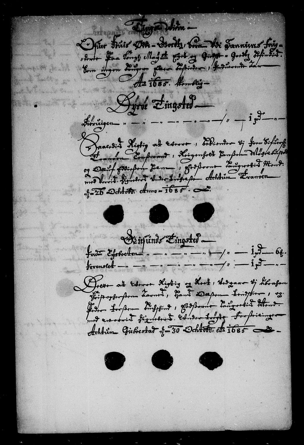 Rentekammeret inntil 1814, Reviderte regnskaper, Stiftamtstueregnskaper, Trondheim stiftamt og Nordland amt, RA/EA-6044/R/Rg/L0082: Trondheim stiftamt og Nordland amt, 1685