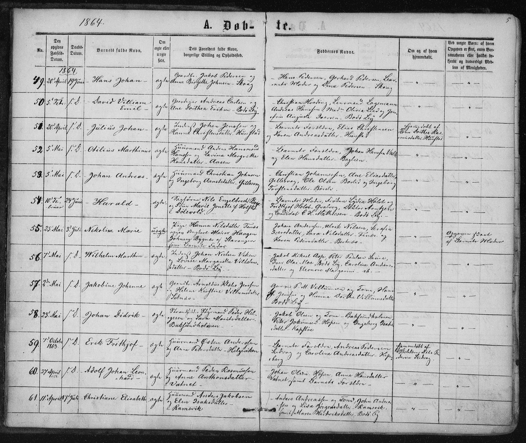 Ministerialprotokoller, klokkerbøker og fødselsregistre - Nordland, AV/SAT-A-1459/801/L0008: Ministerialbok nr. 801A08, 1864-1875, s. 5