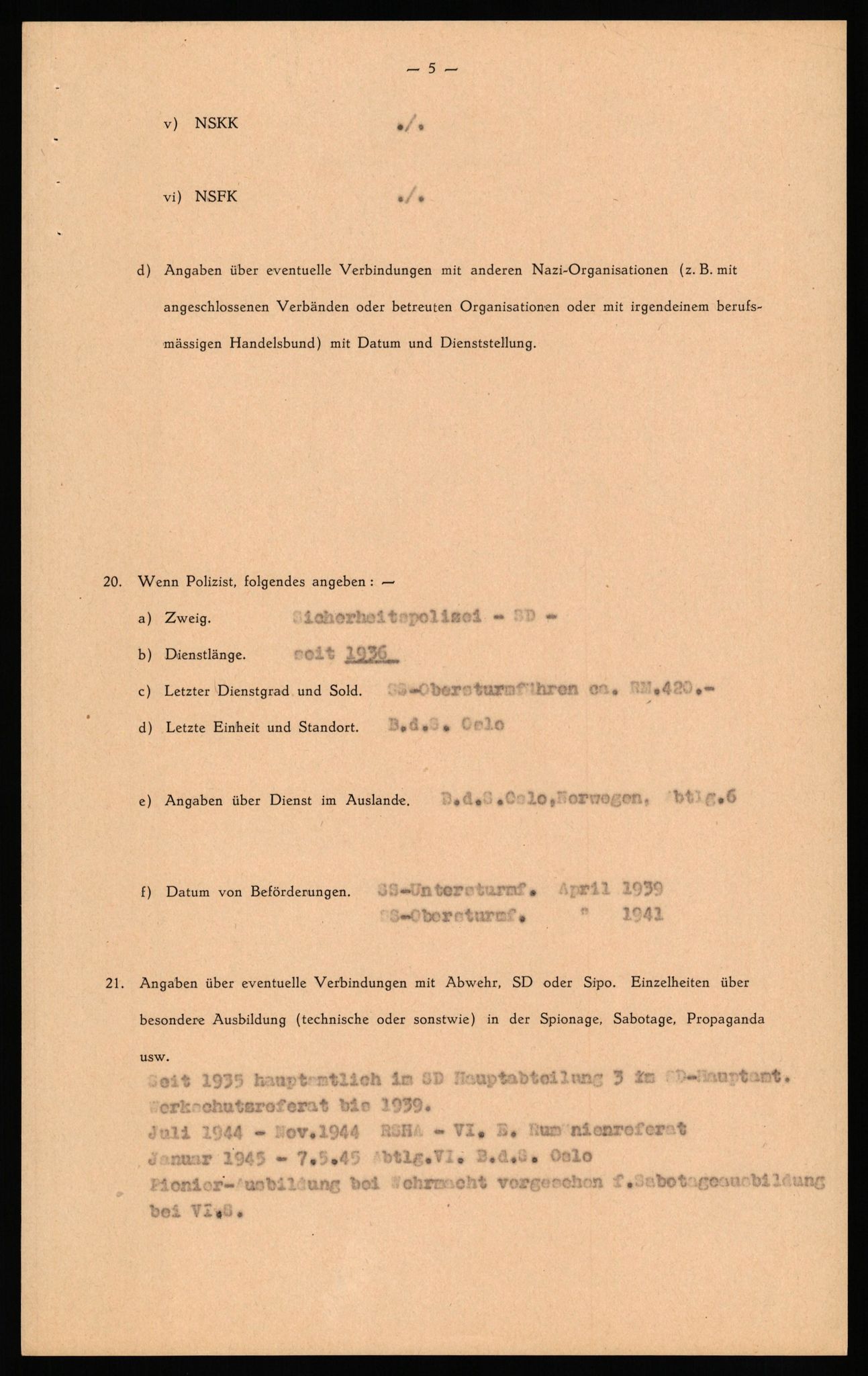 Forsvaret, Forsvarets overkommando II, AV/RA-RAFA-3915/D/Db/L0033: CI Questionaires. Tyske okkupasjonsstyrker i Norge. Tyskere., 1945-1946, s. 307