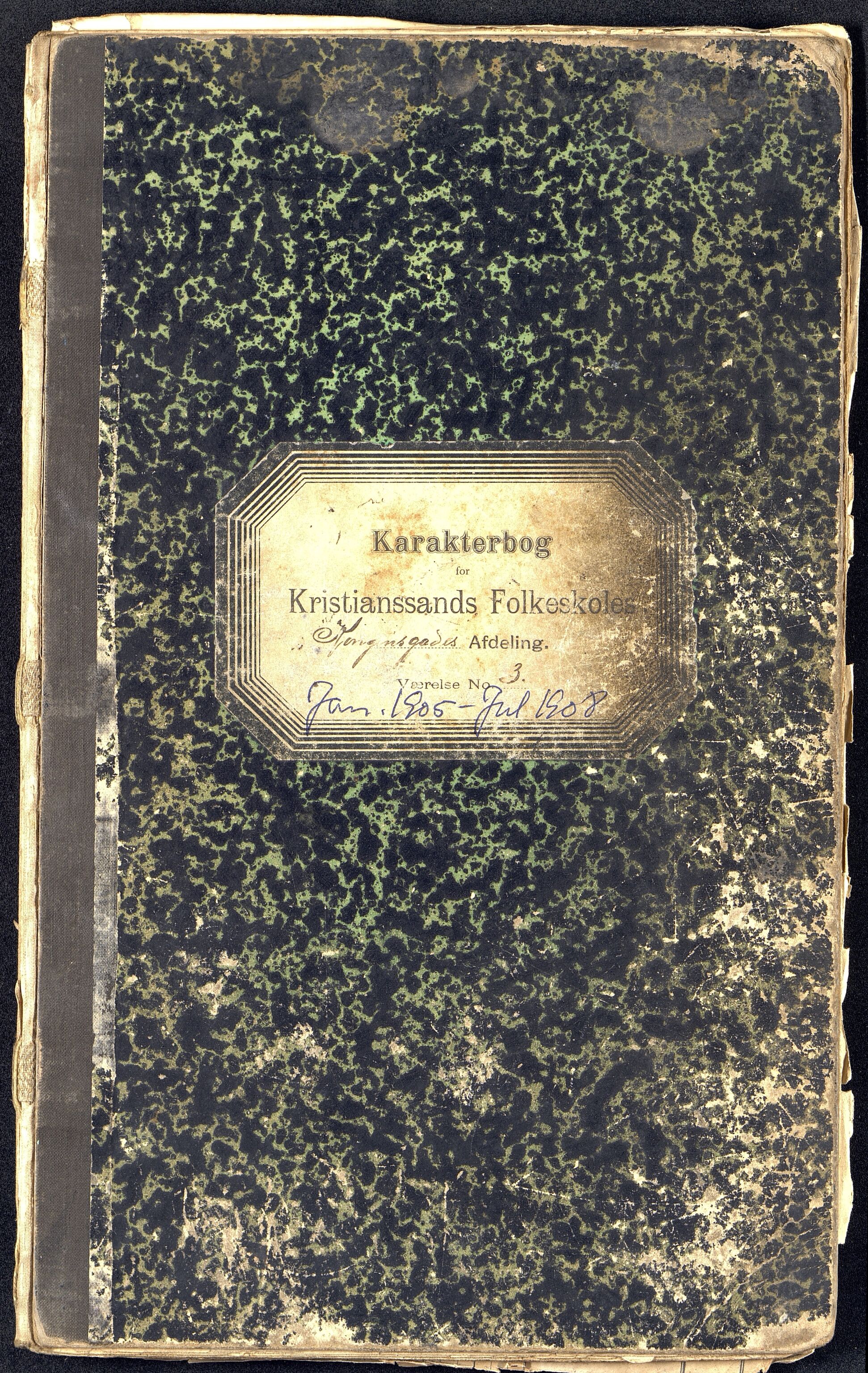 Kristiansand By - Kongensgate Skole, ARKSOR/1001KG560/G/Gb/L0004/0003: Karakterprotokoller / Karakterprotokoll, 1905-1908