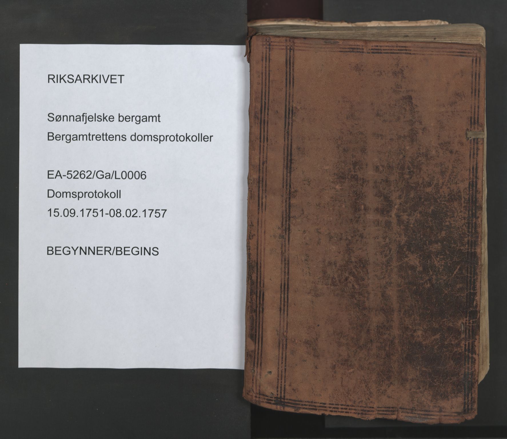 Sønnafjelske bergamt , SAKO/EA-5262/G/Ga/L0006: Domsprotokoll, 1751-1757