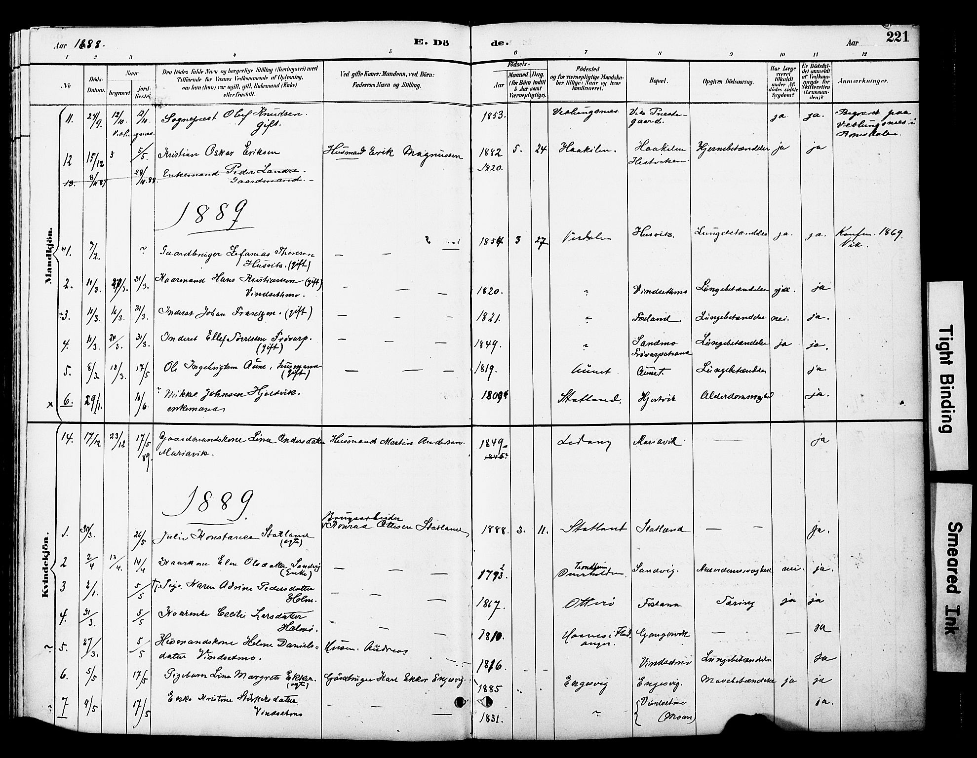 Ministerialprotokoller, klokkerbøker og fødselsregistre - Nord-Trøndelag, SAT/A-1458/774/L0628: Ministerialbok nr. 774A02, 1887-1903, s. 221
