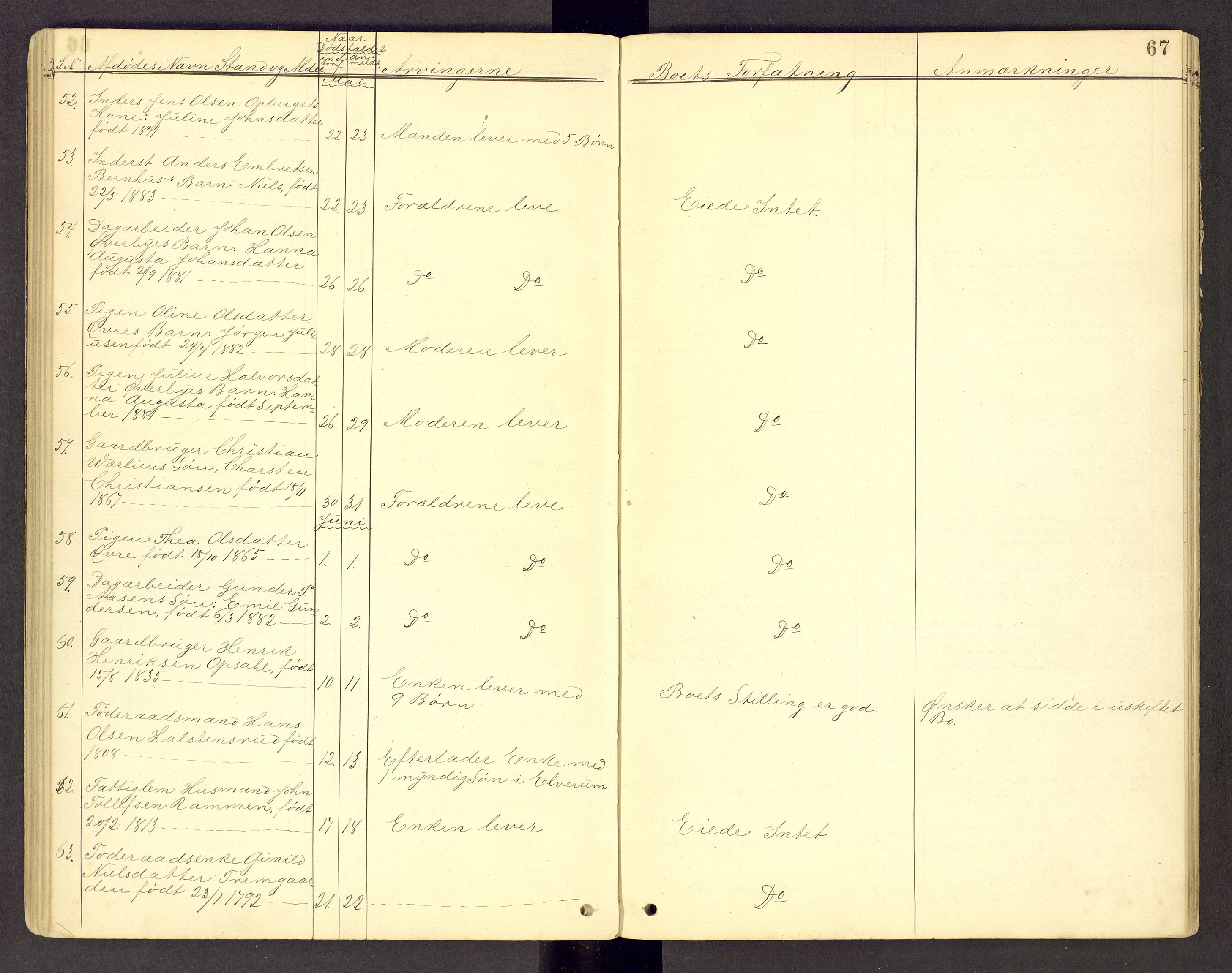 Sør-Østerdal sorenskriveri, AV/SAH-TING-018/J/Jg/L0003: Dødsfallsjournal, 1874-1889, s. 67