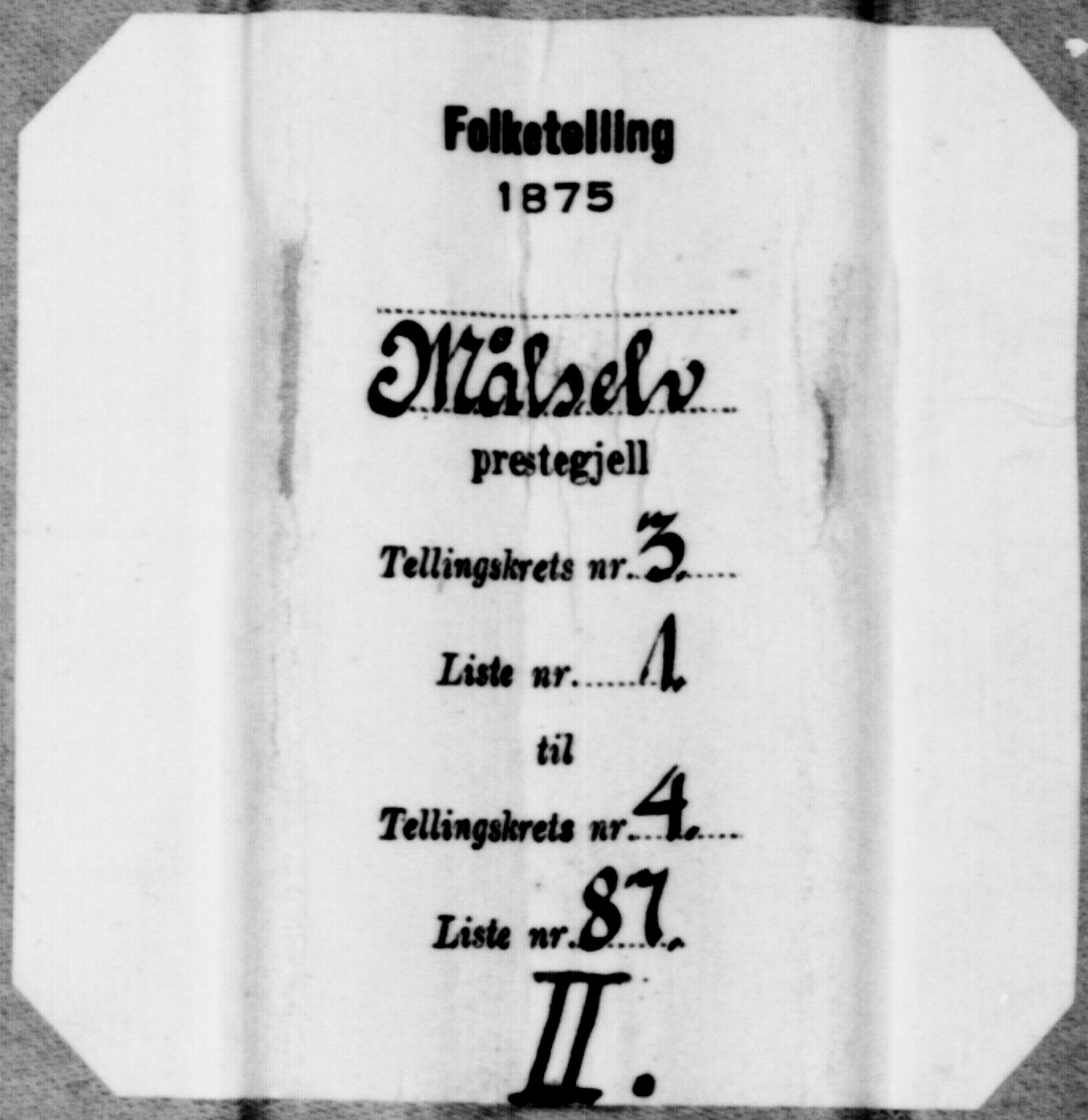 SATØ, Folketelling 1875 for 1924P Målselv prestegjeld, 1875