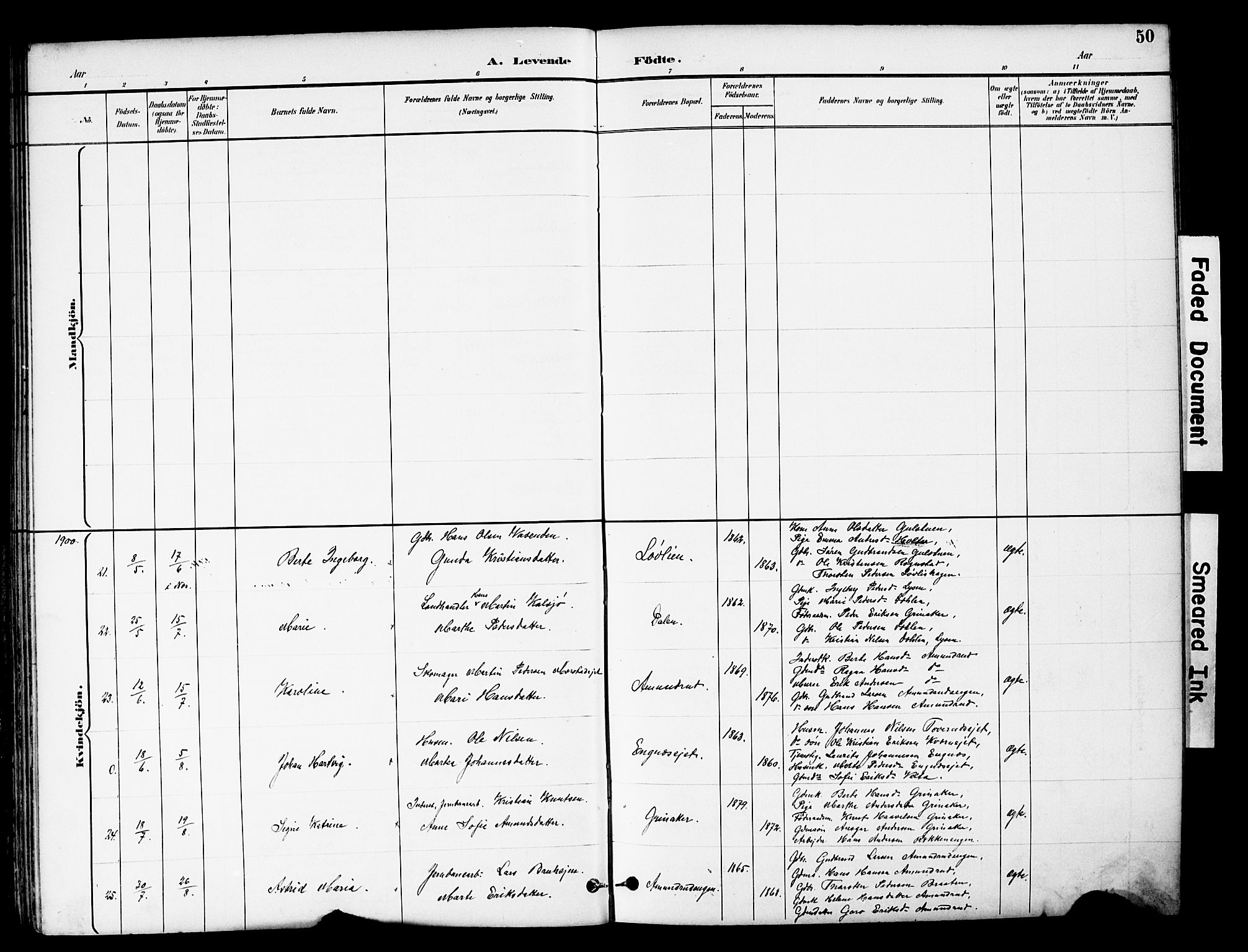 Brandbu prestekontor, AV/SAH-PREST-114/H/Ha/Hab/L0006: Klokkerbok nr. 6, 1893-1902, s. 50