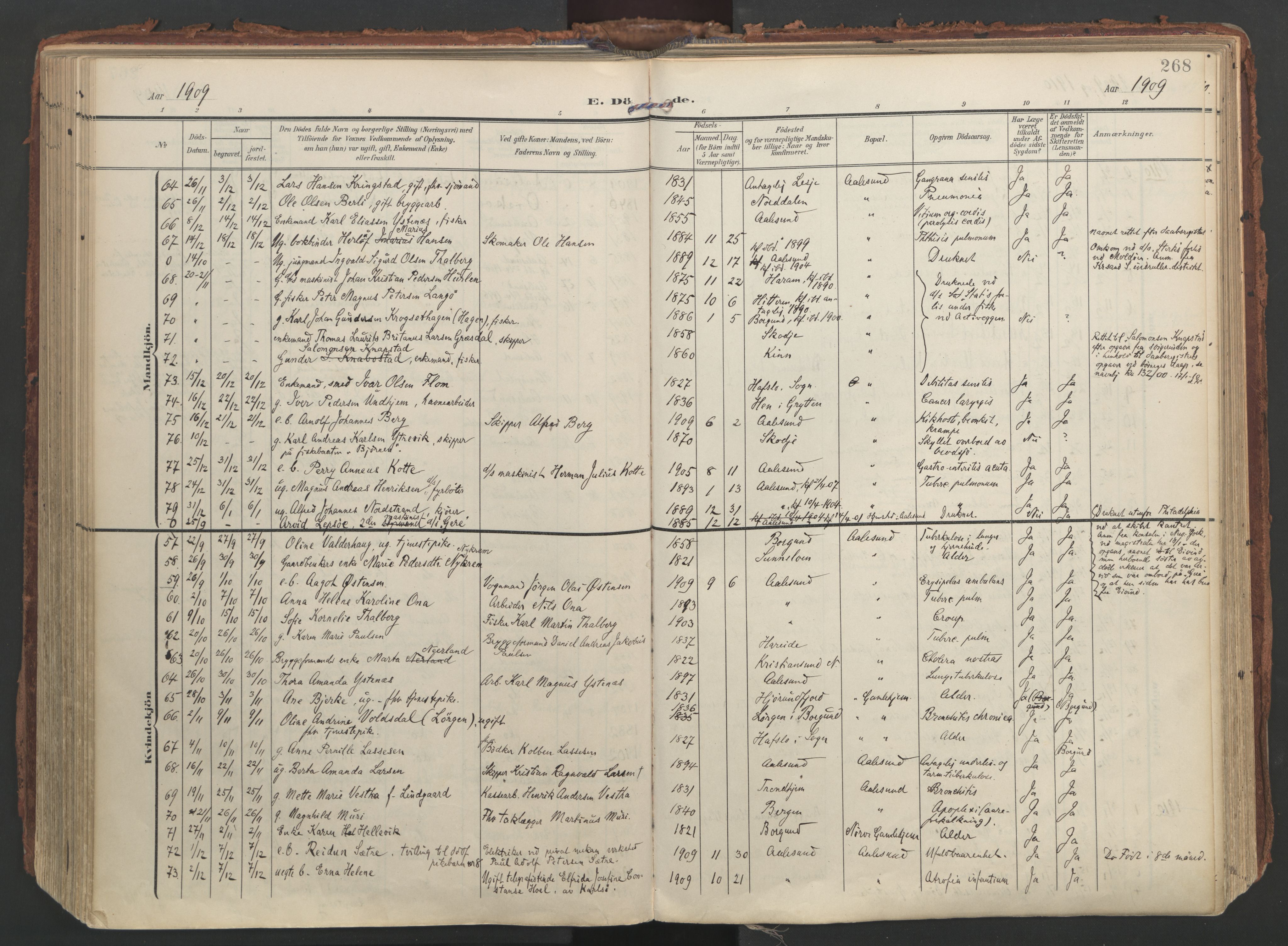 Ministerialprotokoller, klokkerbøker og fødselsregistre - Møre og Romsdal, AV/SAT-A-1454/529/L0459: Ministerialbok nr. 529A09, 1904-1917, s. 268