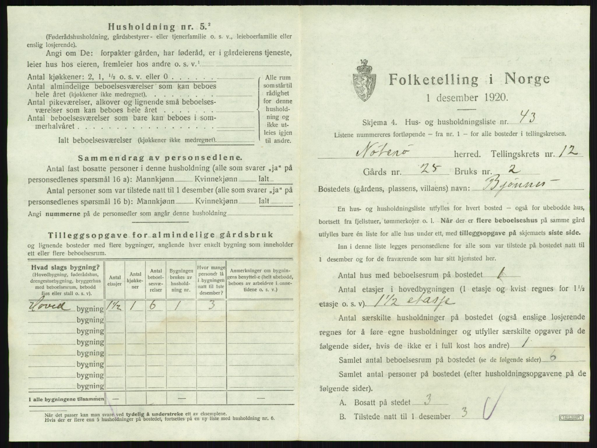 SAKO, Folketelling 1920 for 0722 Nøtterøy herred, 1920, s. 2537