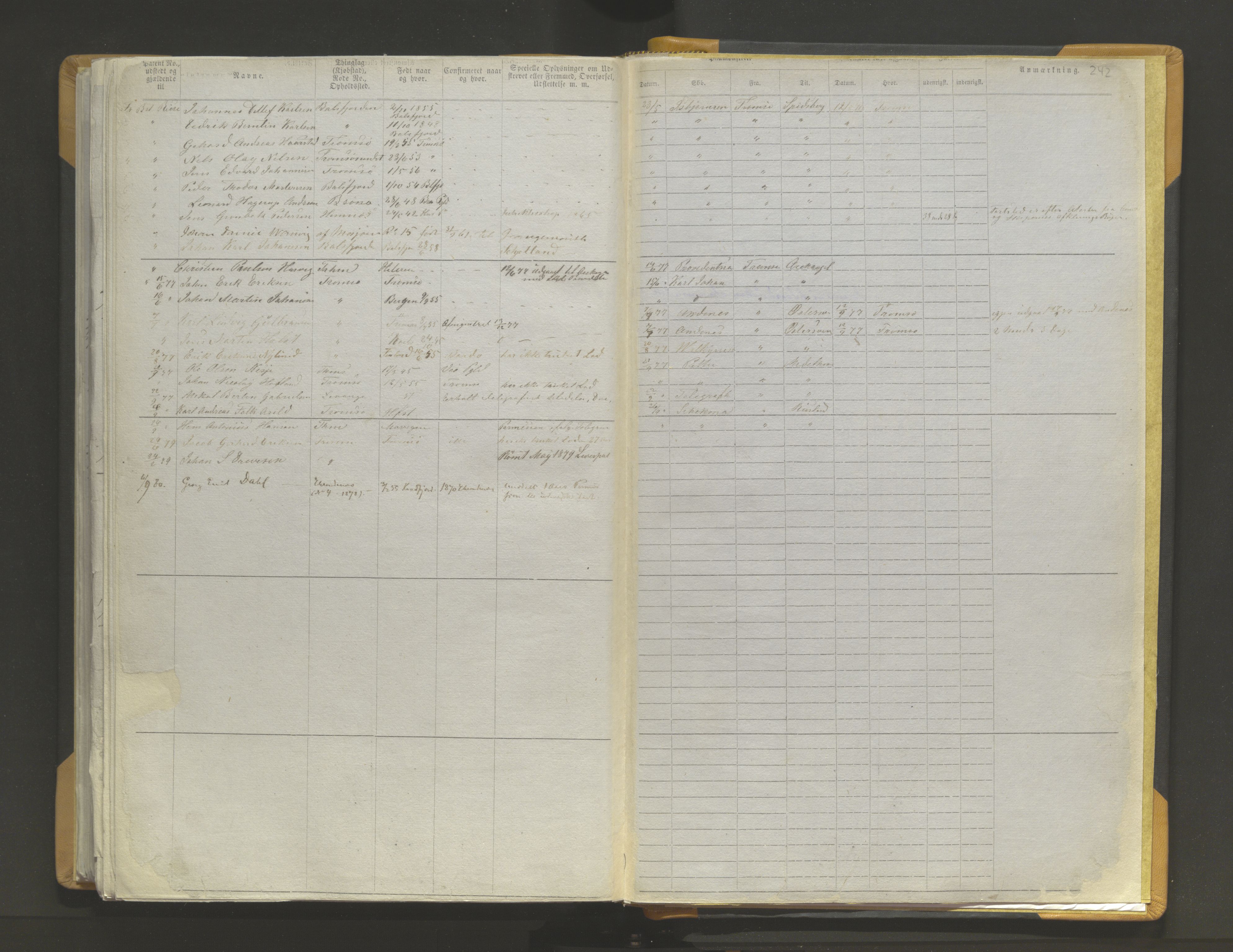Tromsø sjømannskontor/innrullerings-/mønstringsdistrikt, AV/SATØ-S-0243/F/Fb/L0007: Annotasjonsrulle. Nr. 1-1186, 1868-1899, s. 242