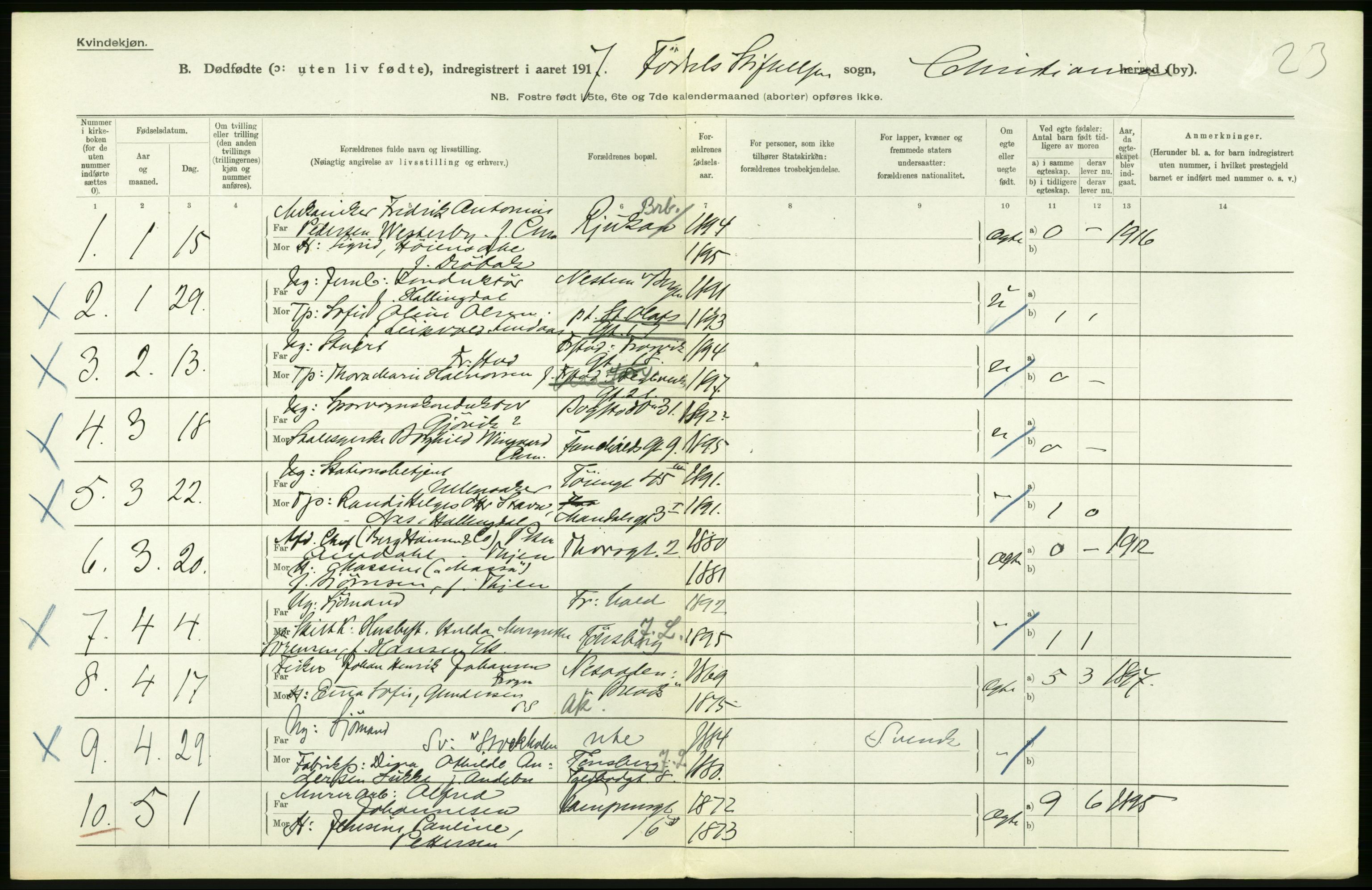 Statistisk sentralbyrå, Sosiodemografiske emner, Befolkning, AV/RA-S-2228/D/Df/Dfb/Dfbg/L0011: Kristiania: Døde, dødfødte., 1917, s. 654