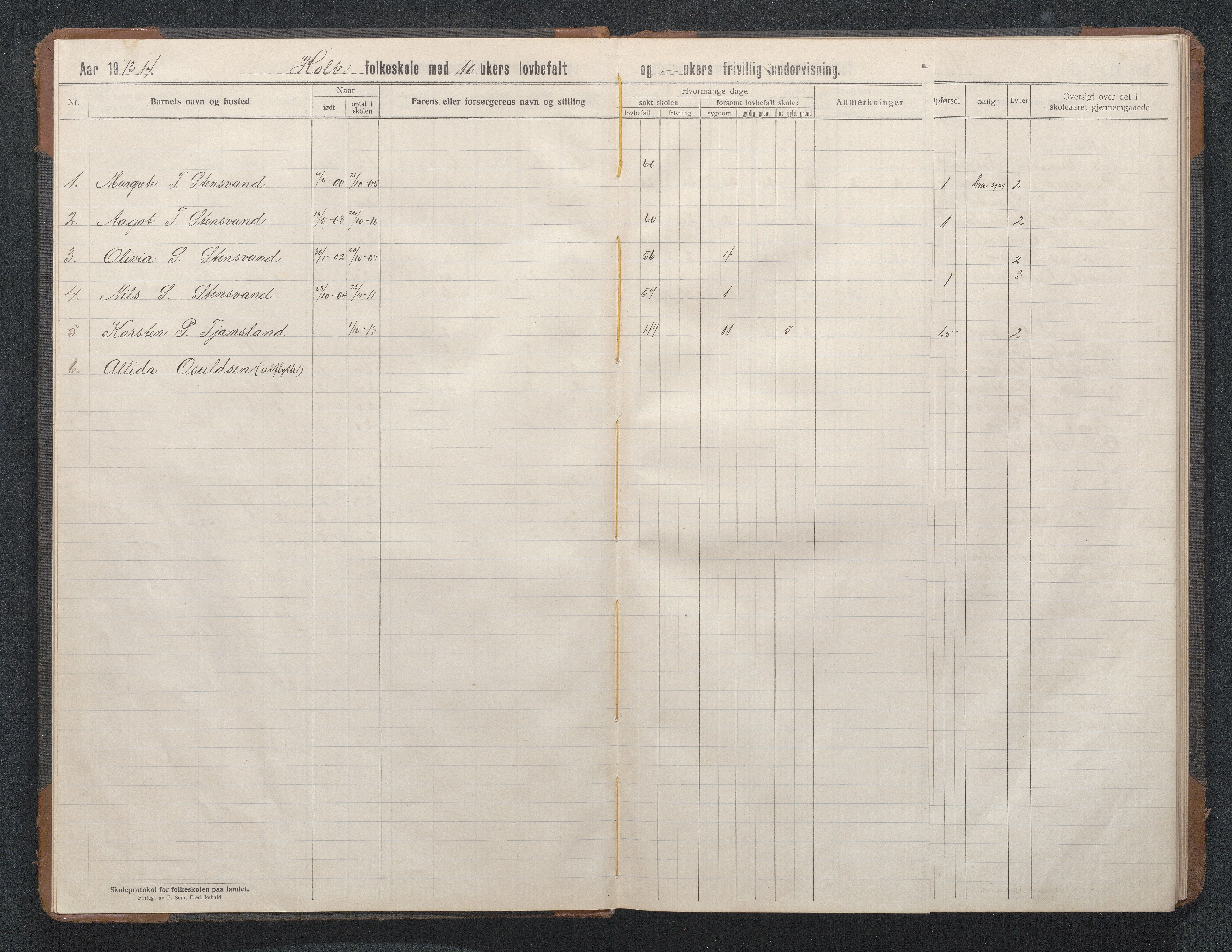 Birkenes kommune, Håbesland, Holte og Rislå skolekretser frem til 1991, AAKS/KA0928-550c_91/F02/L0003: Skoleprotokoll Håbesland og Holte, 1913-1955