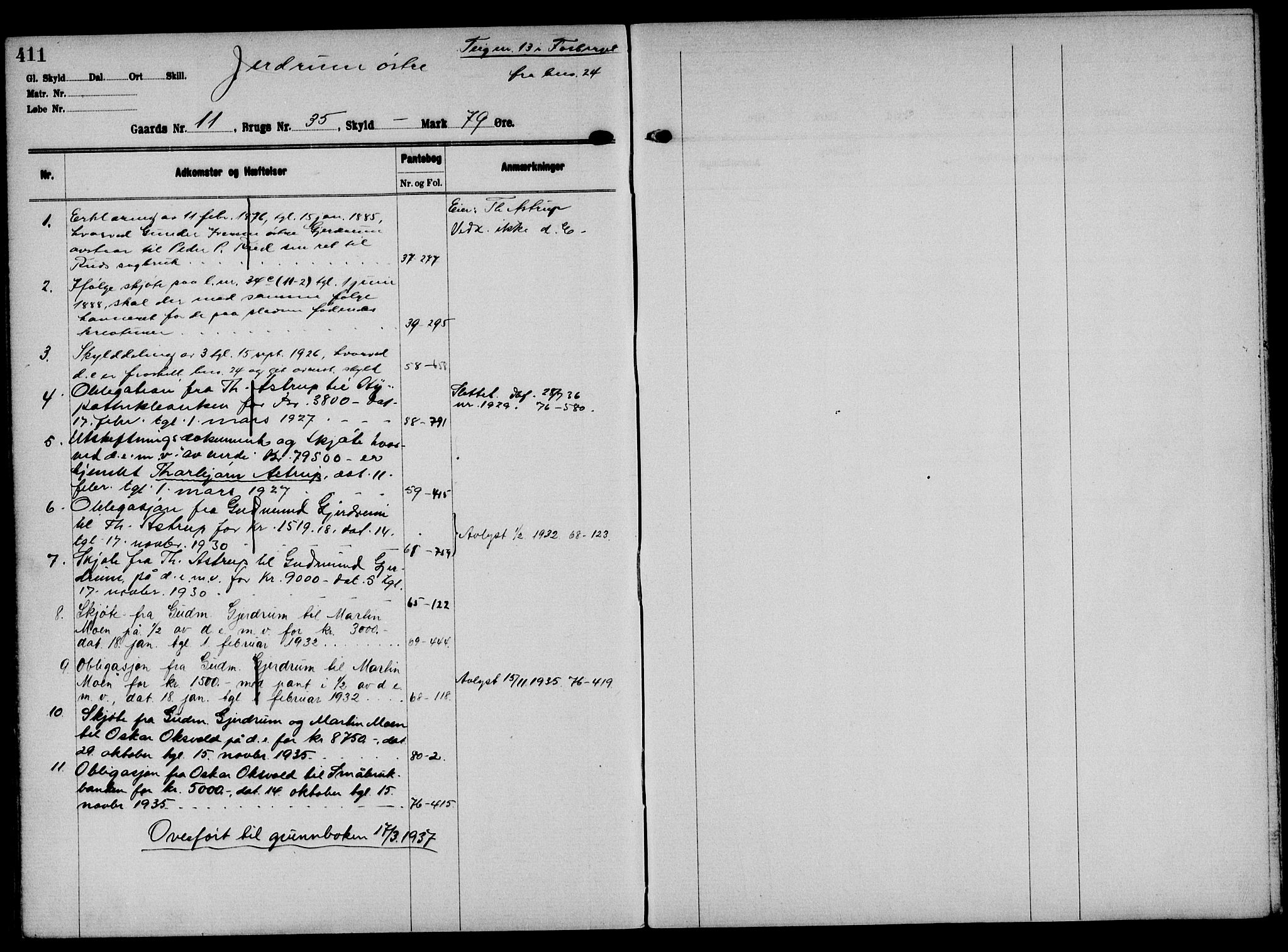 Solør tingrett, AV/SAH-TING-008/H/Ha/Hak/L0001: Panteregister nr. I, 1900-1935, s. 411