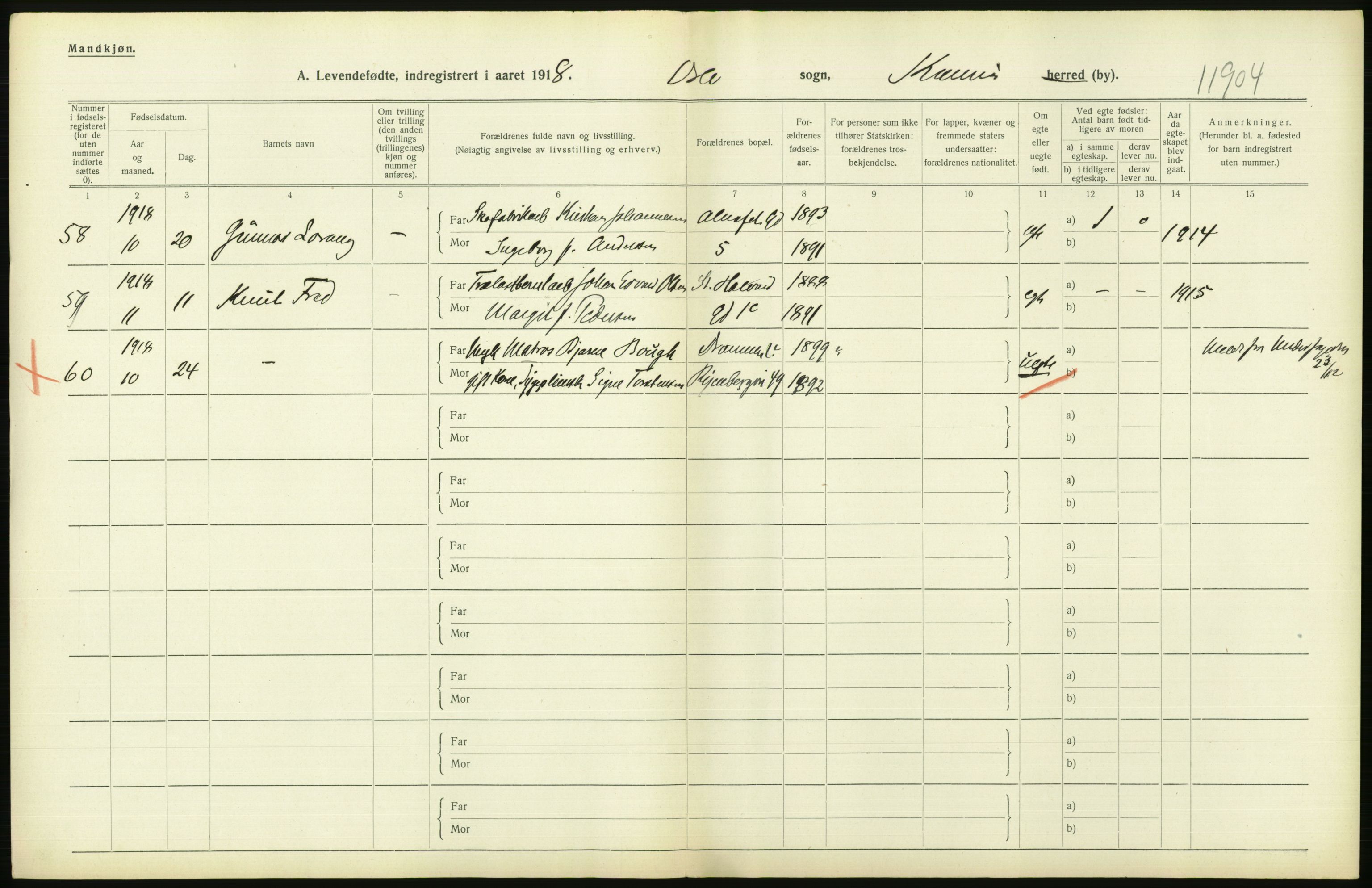 Statistisk sentralbyrå, Sosiodemografiske emner, Befolkning, AV/RA-S-2228/D/Df/Dfb/Dfbh/L0008: Kristiania: Levendefødte menn og kvinner., 1918, s. 738