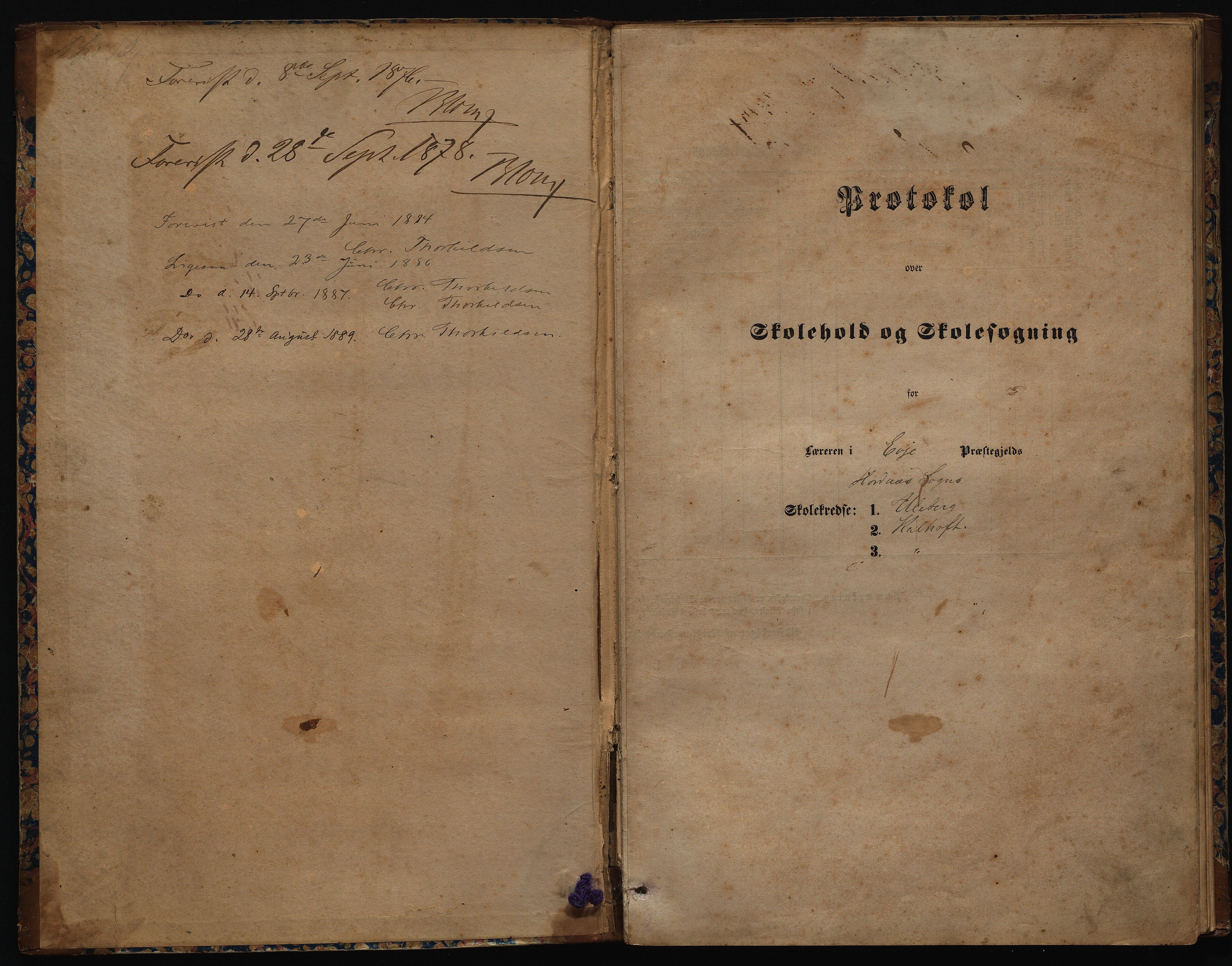 Hornnes kommune, Uleberg, Kallhovd skolekretser, AAKS/KA0936-550d/F1/L0001: Skoleprotokoll. Uleberg og Kallhovd, 1872-1891, s. 1