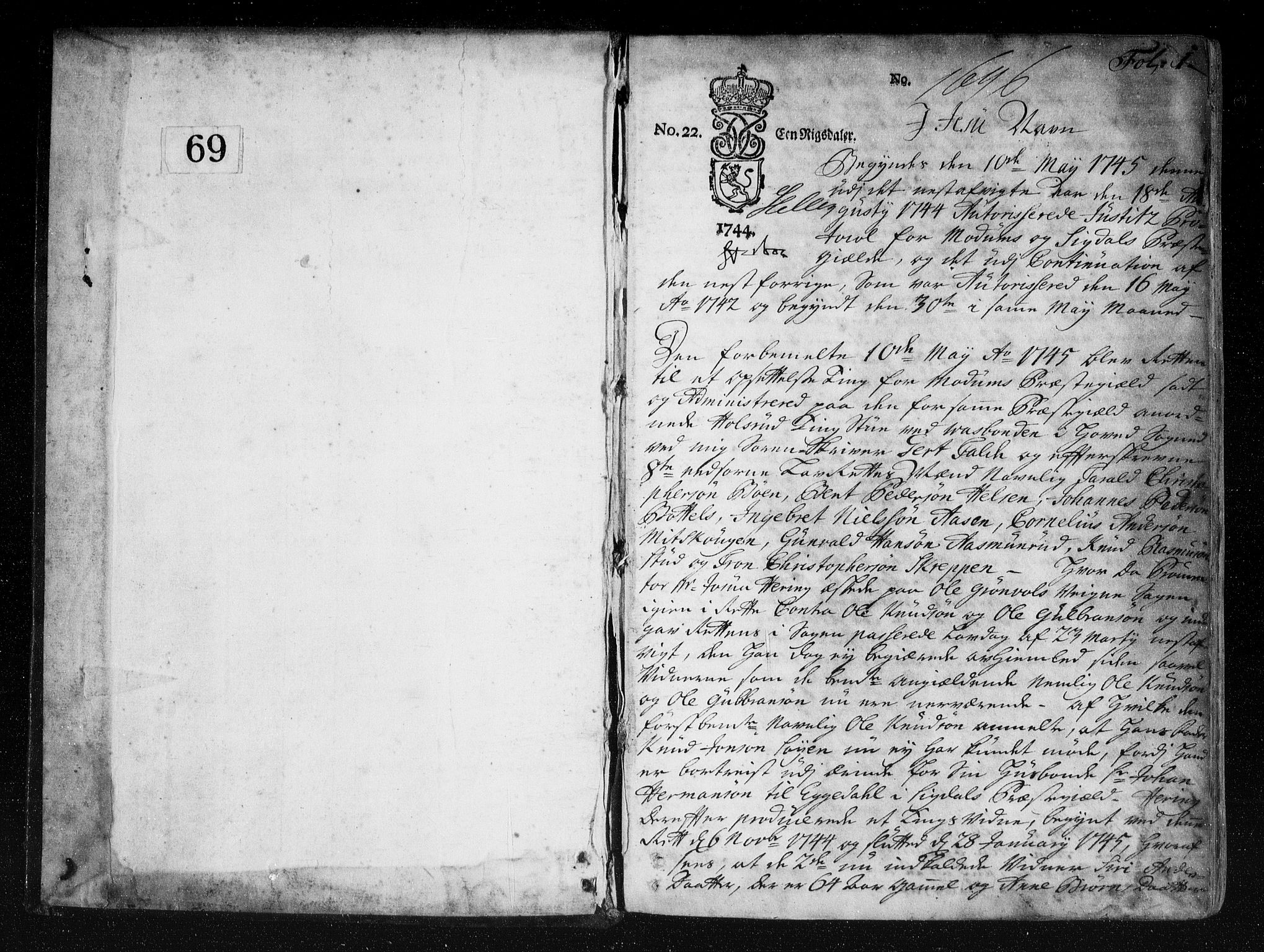 Eiker, Modum og Sigdal sorenskriveri, SAKO/A-123/F/Fa/Fac/L0002: Tingbok, 1745-1748, s. 1