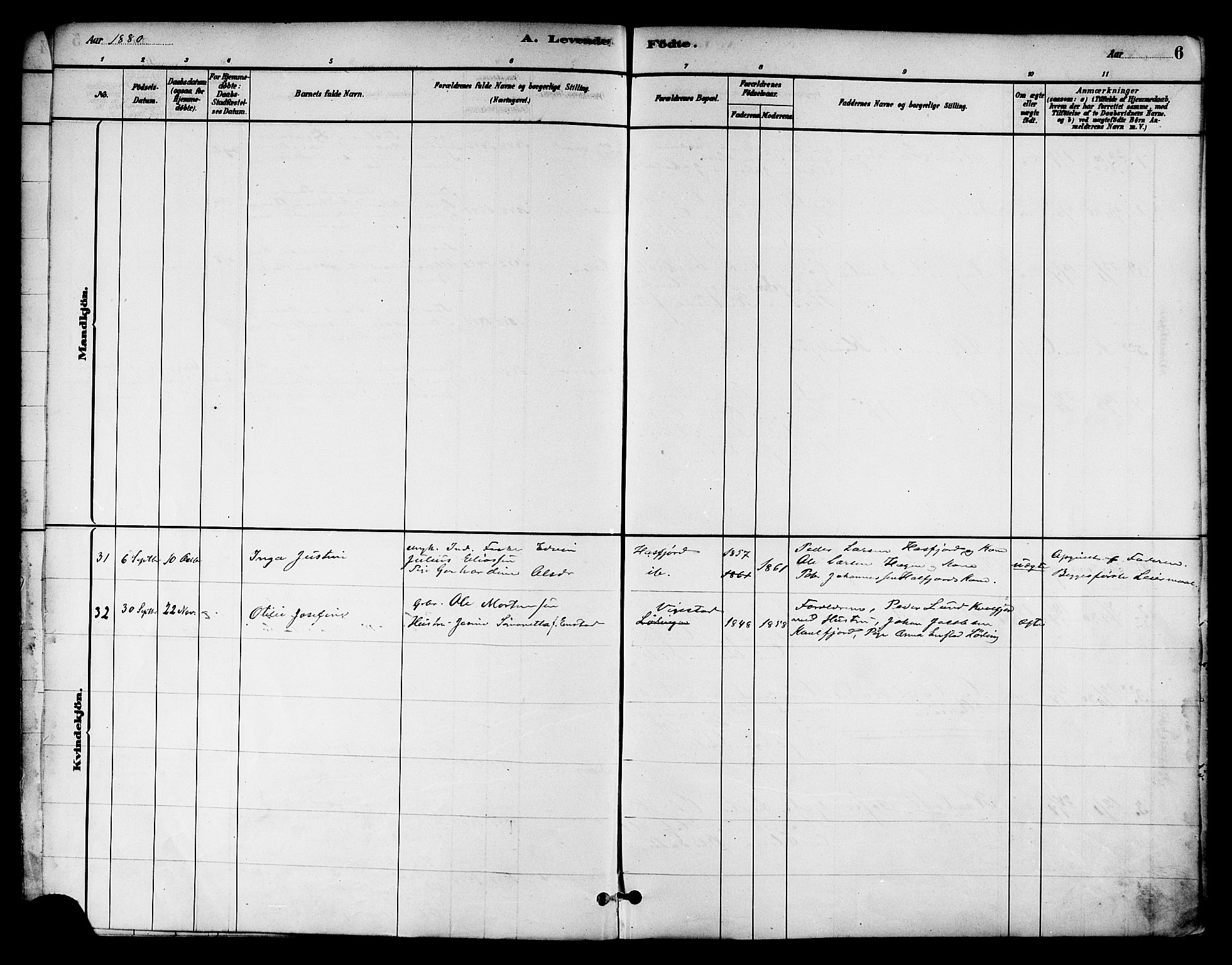 Ministerialprotokoller, klokkerbøker og fødselsregistre - Nord-Trøndelag, SAT/A-1458/786/L0686: Ministerialbok nr. 786A02, 1880-1887, s. 6