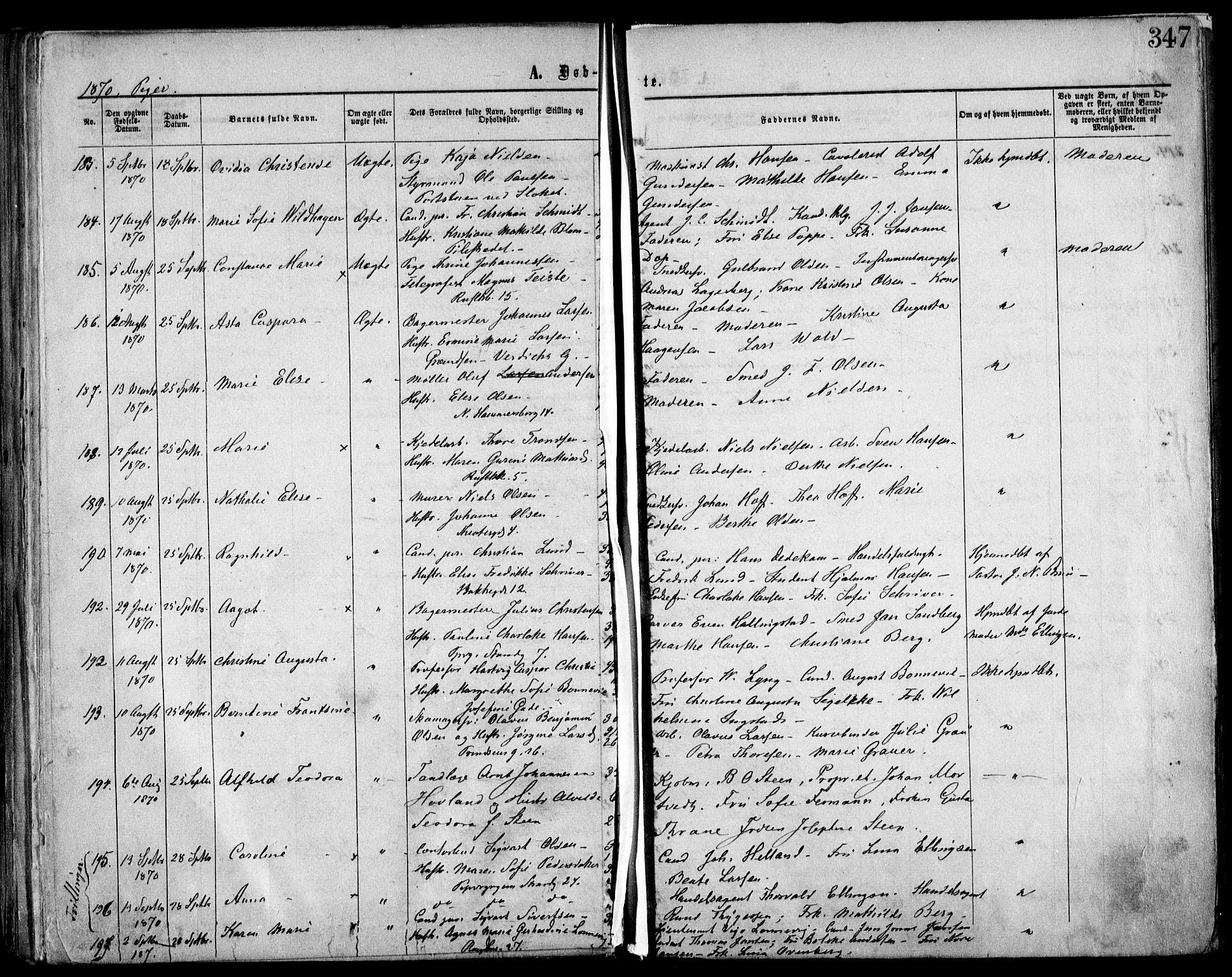 Trefoldighet prestekontor Kirkebøker, AV/SAO-A-10882/F/Fa/L0002: Ministerialbok nr. I 2, 1863-1870, s. 347