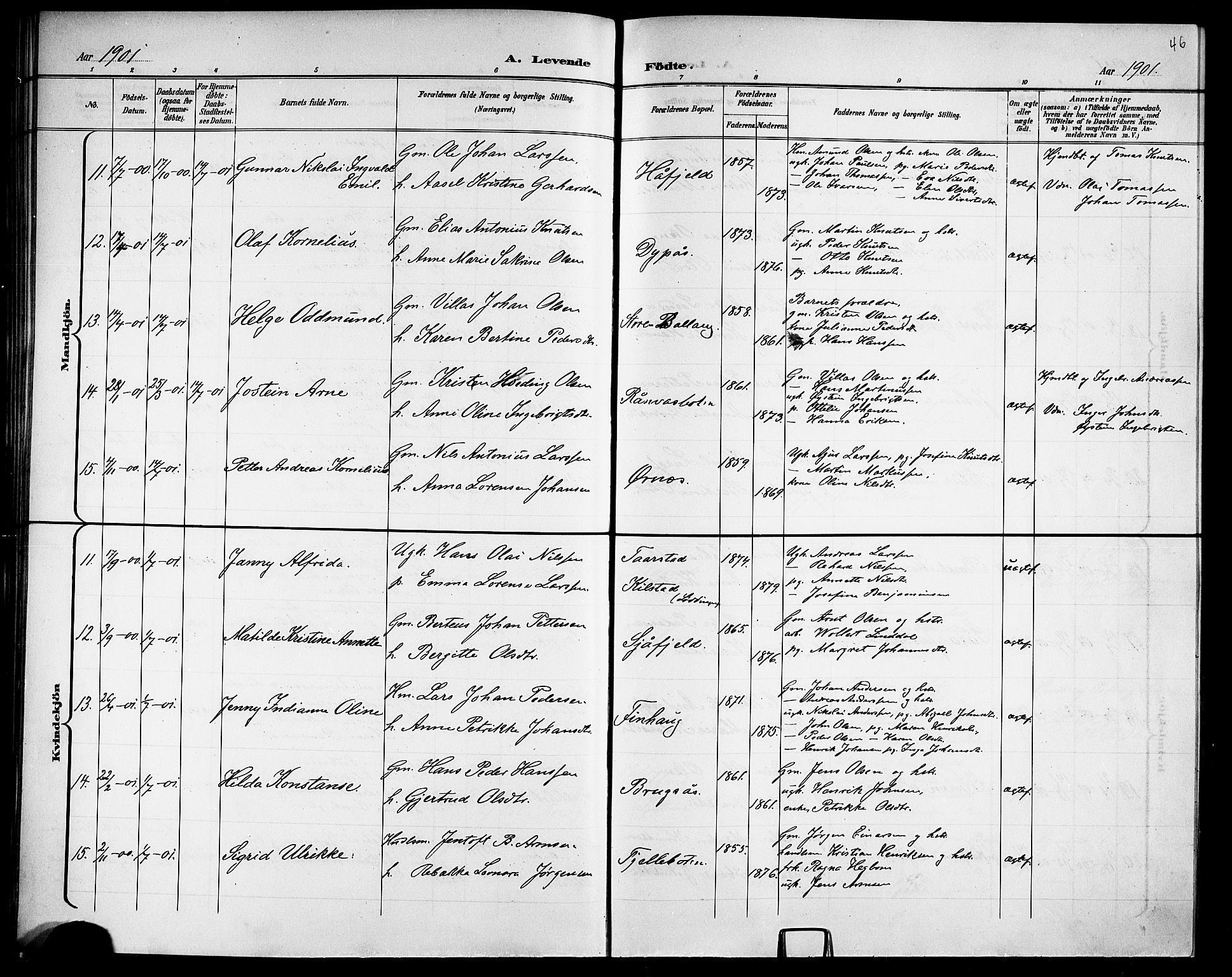 Ministerialprotokoller, klokkerbøker og fødselsregistre - Nordland, AV/SAT-A-1459/863/L0915: Klokkerbok nr. 863C05, 1898-1907, s. 46