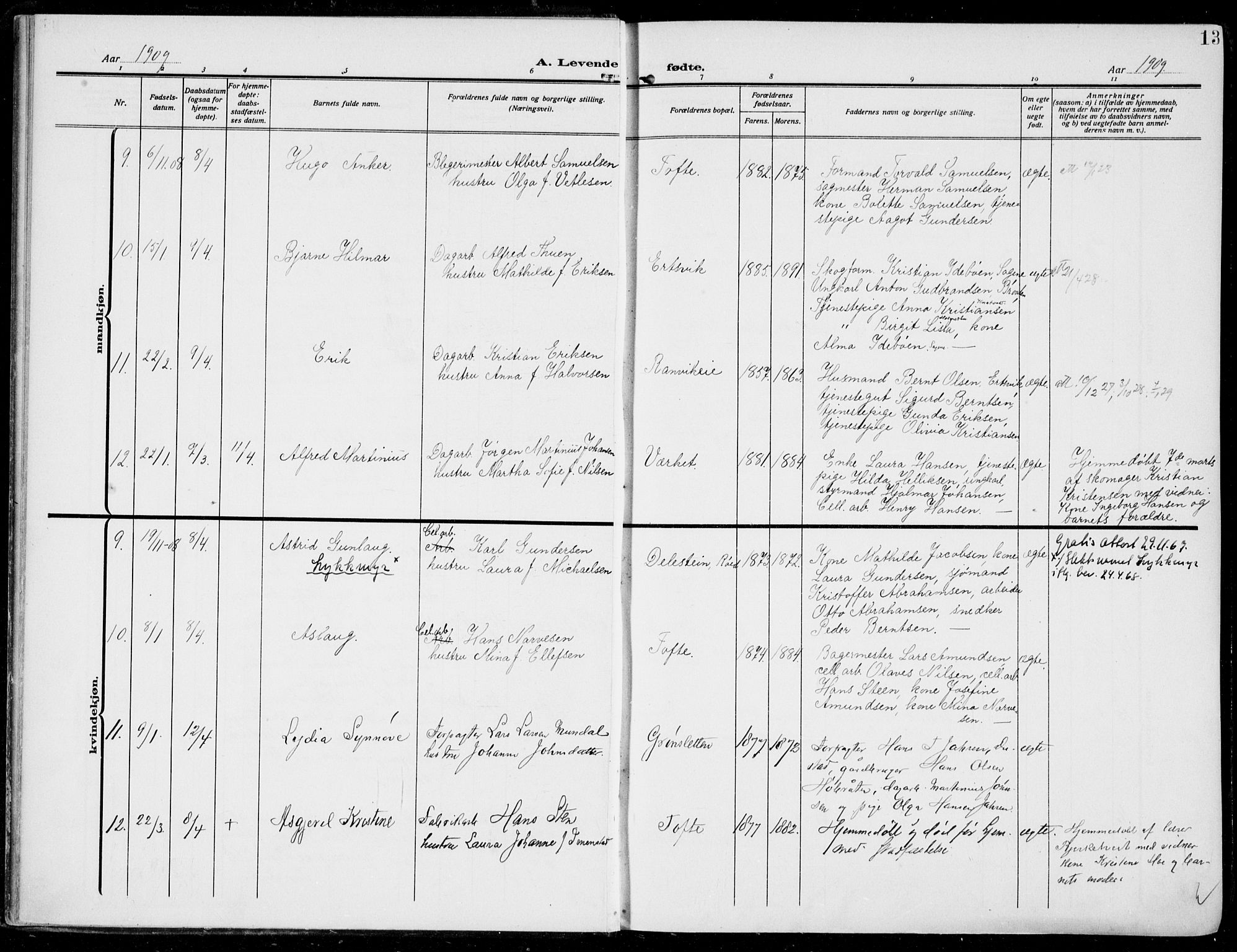 Hurum kirkebøker, AV/SAKO-A-229/F/Fa/L0016: Ministerialbok nr. 16, 1899-1918, s. 13